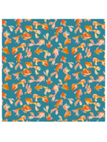 Clothworks "Stephanie" Teal - Goldfish - Per half Meter