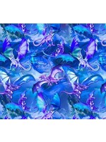 Timeless Treasures Dragon Fantasy Blue 1 unit=10cm/4"