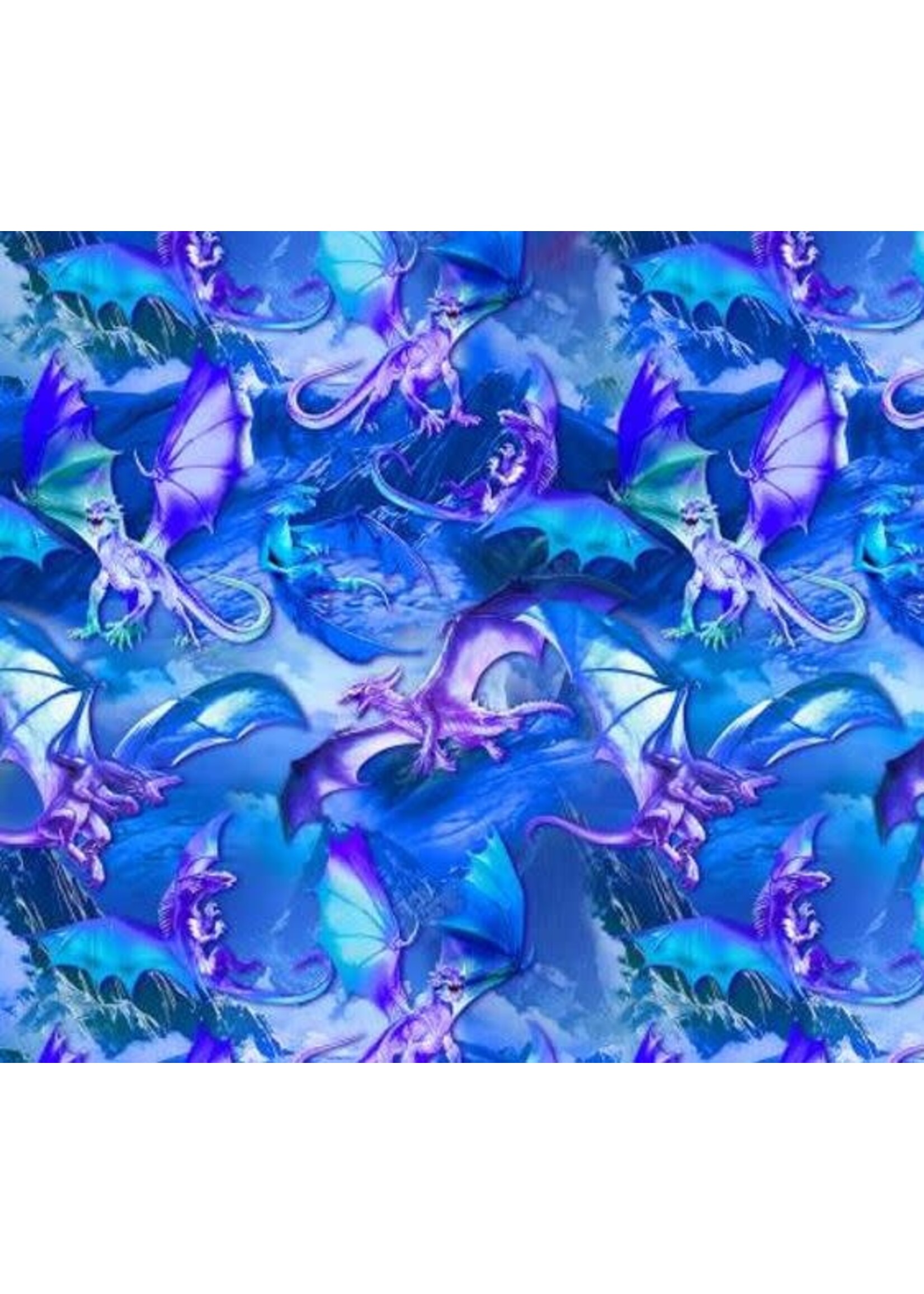 Timeless Treasures Dragon Fantasy Blue 1 unit=10cm/4"