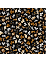 Timeless Treasures HAPPINESS HAS PAWS  TOSSED SMALL DOGS PRICED PER 1/2 METER