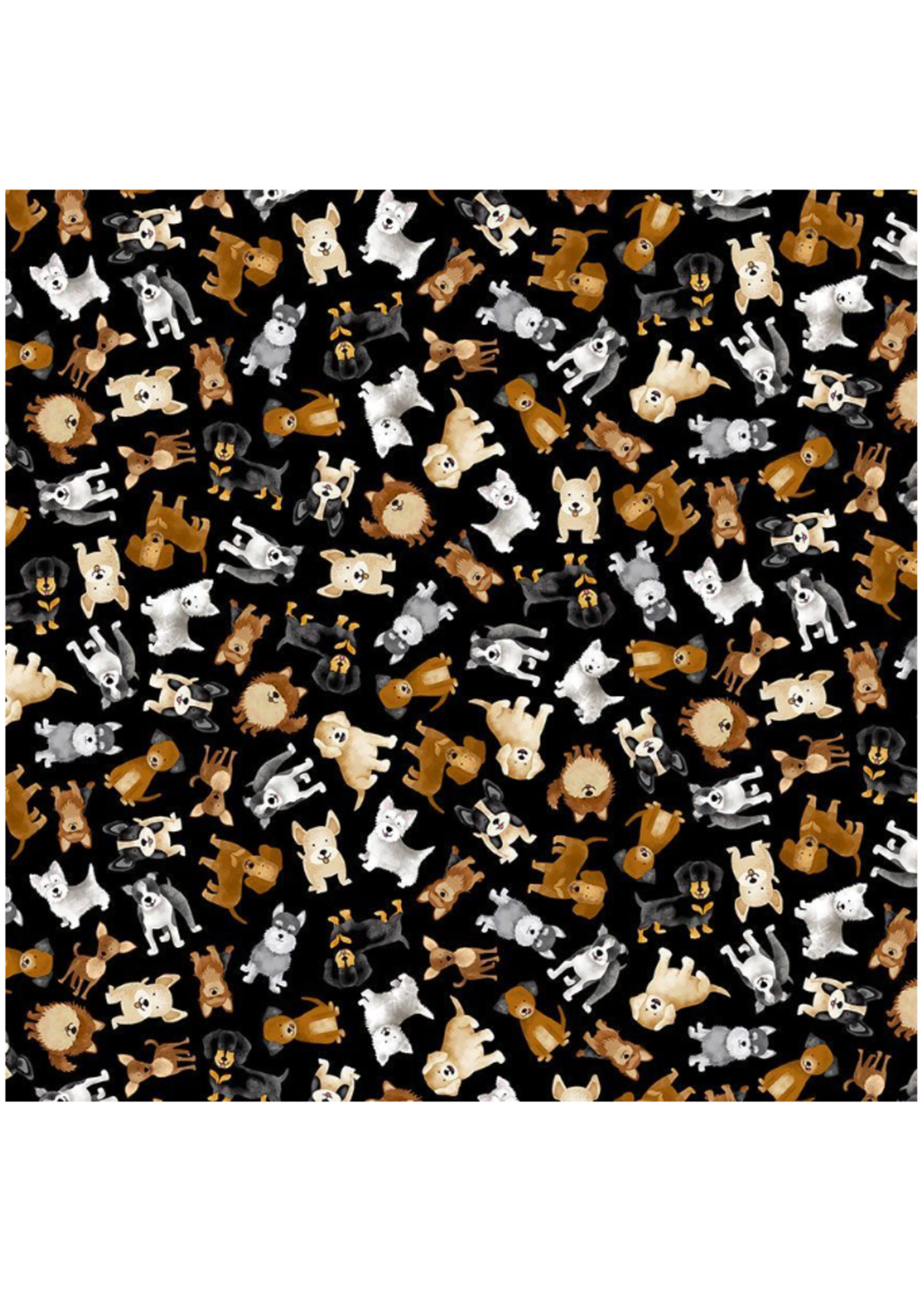 Timeless Treasures HAPPINESS HAS PAWS  TOSSED SMALL DOGS PRICED PER 1/2 METER