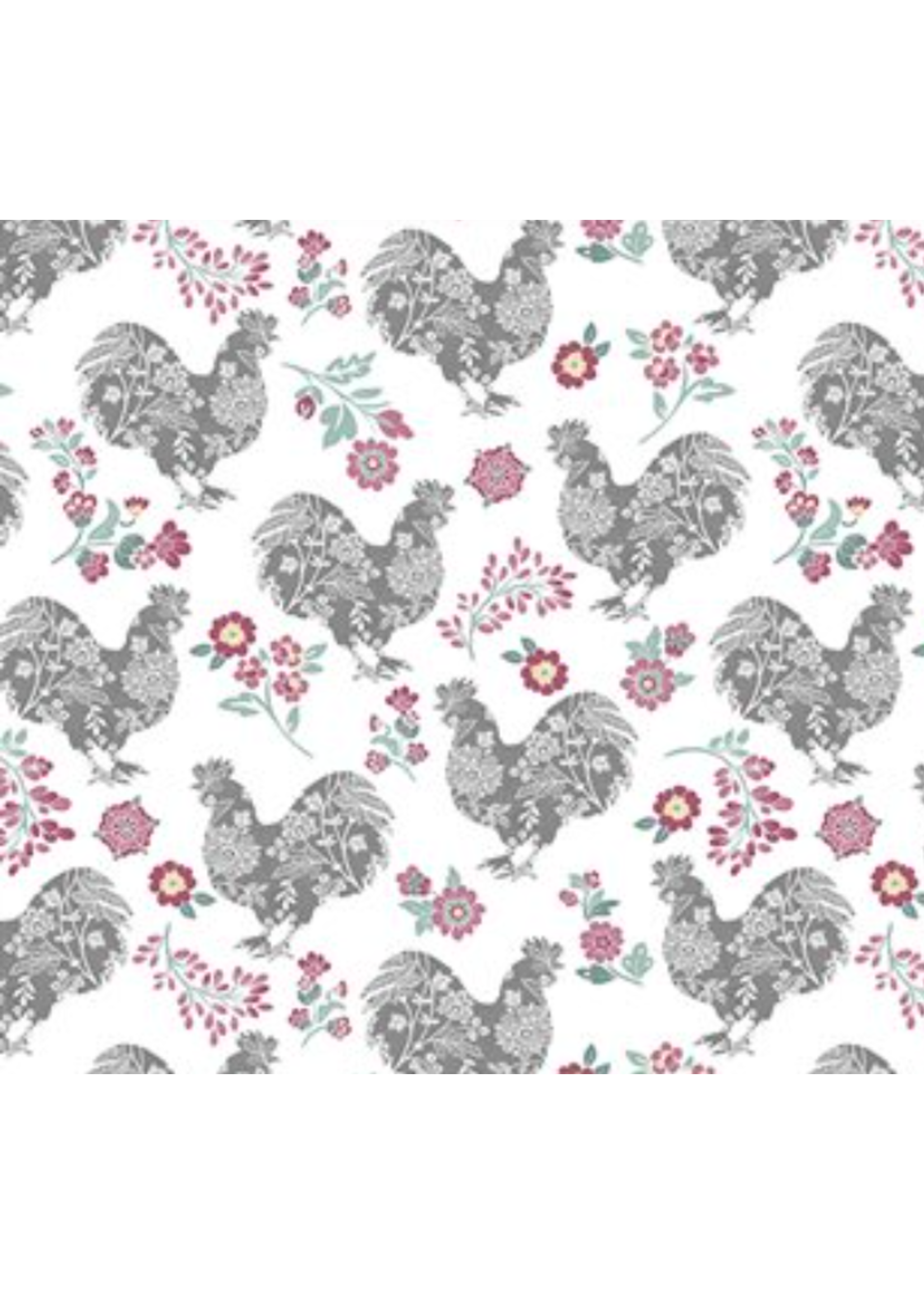 Benartex CHALK BARN ROOSTERS   1 unit = 10cm = 4 inches