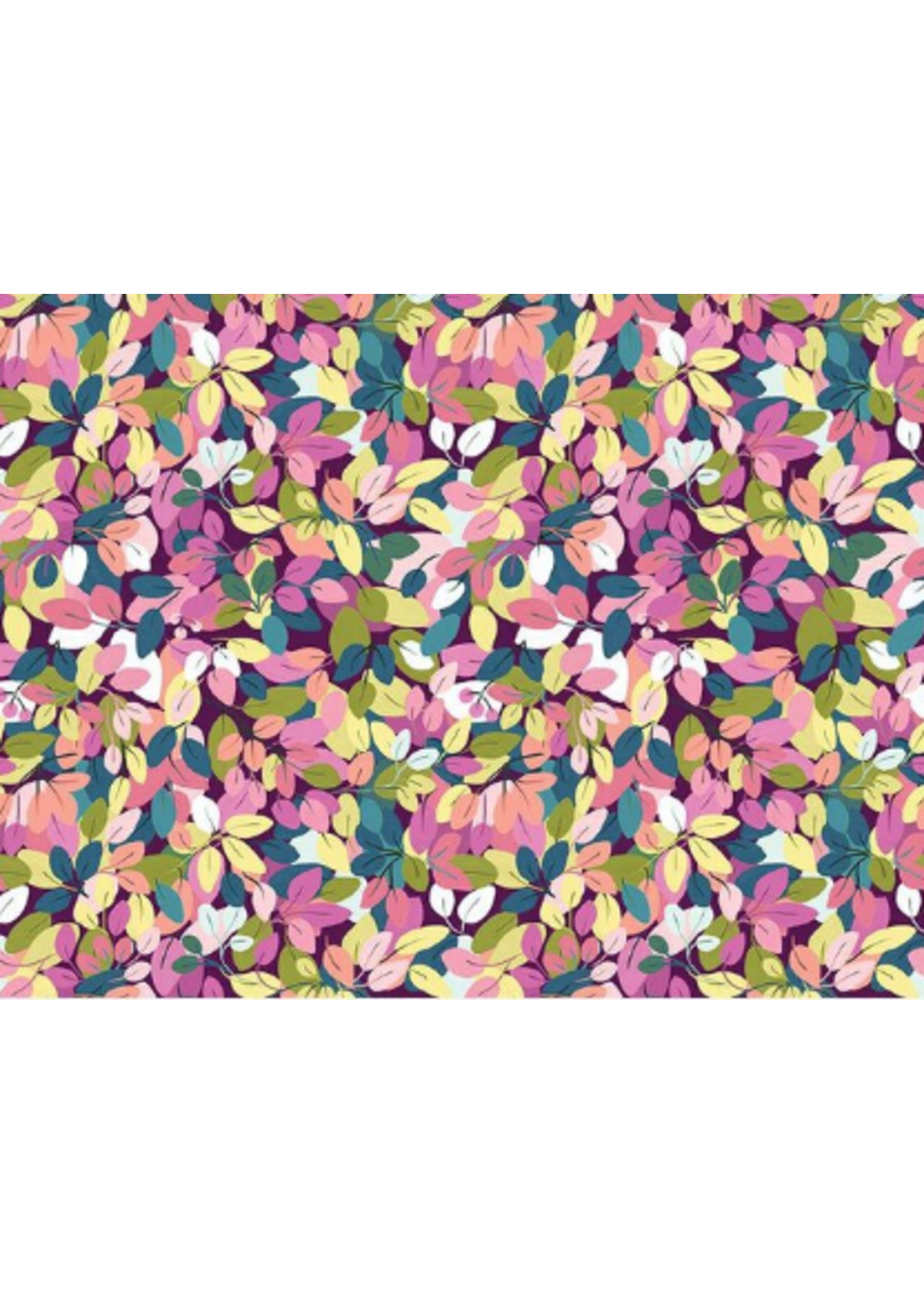 Riley Blake FRAGRANT FIELDS MAROON LEAVES  PRICED PER 1/2 METER