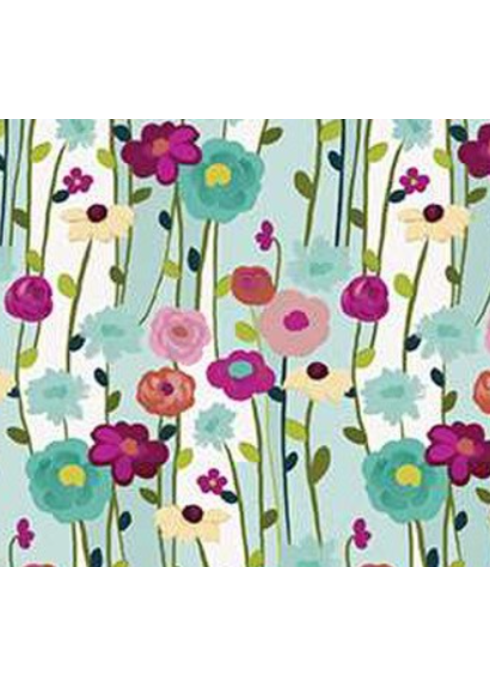 Riley Blake FRAGRANT FIELDS AQUA   PRICED PER 1/2 METER