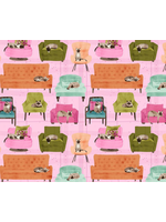 Dear Stella LAZY SUNDAY LOUNGE CATS PRICED PER 1/2 METER