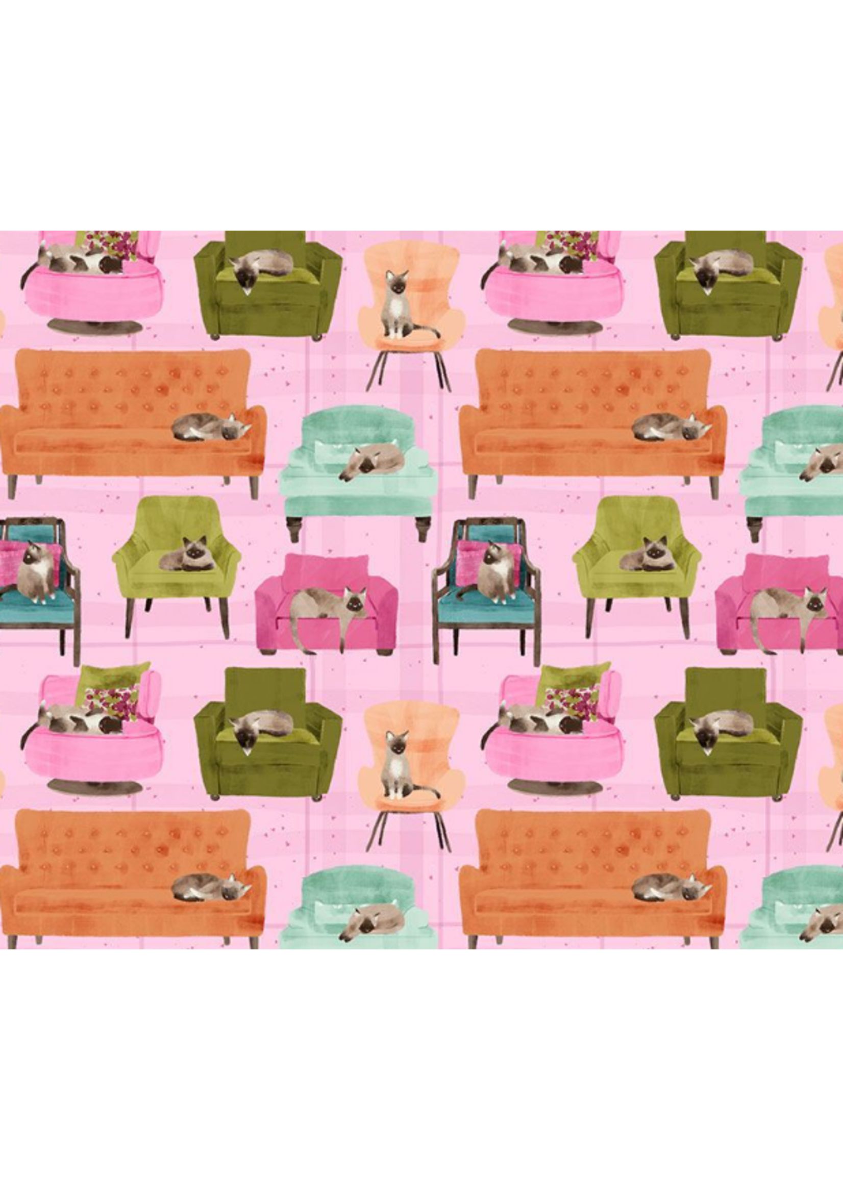 Dear Stella LAZY SUNDAY LOUNGE CATS PRICED PER 1/2 METER