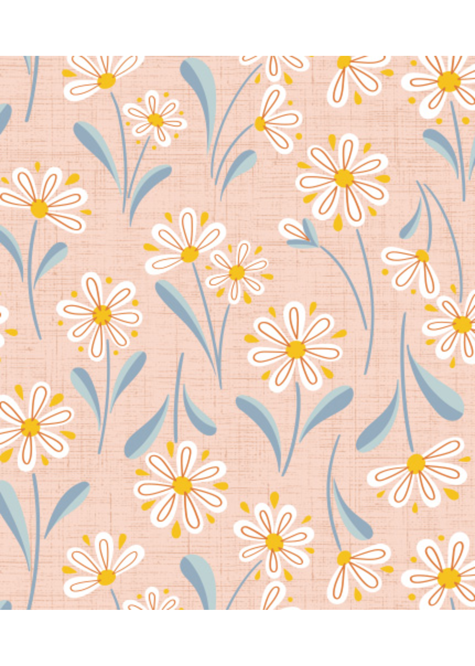 Camelot Fabrics DAISY DUKES -DAISY SUNSHINE PEACH  PER 1/2 METER
