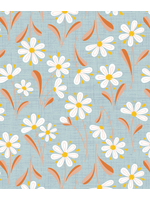 Camelot Fabrics DAISY DUKES -DAISY SUNSHINE BLUE  PER 1/2 METER