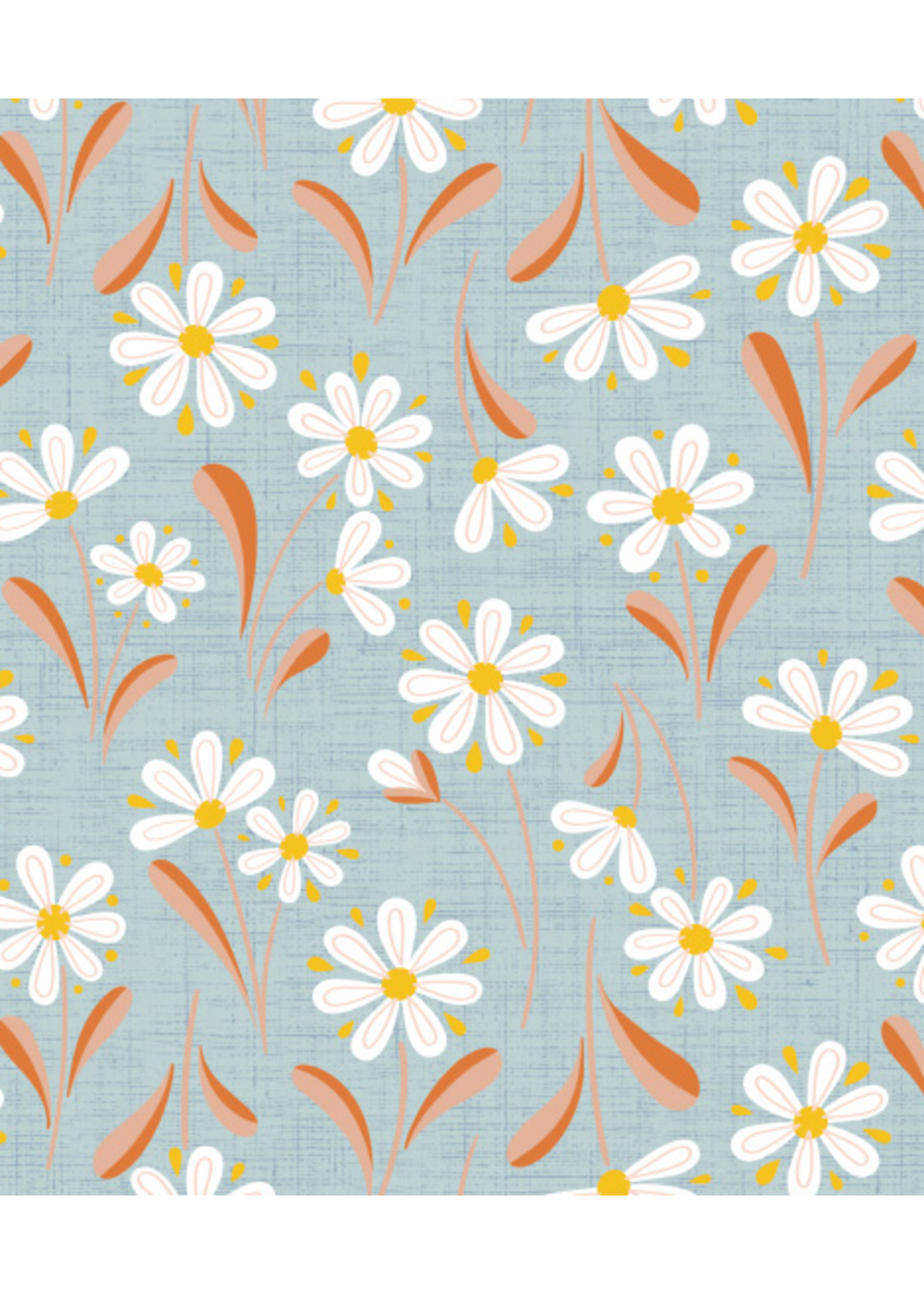 Camelot Fabrics DAISY DUKES -DAISY SUNSHINE BLUE  PER 1/2 METER