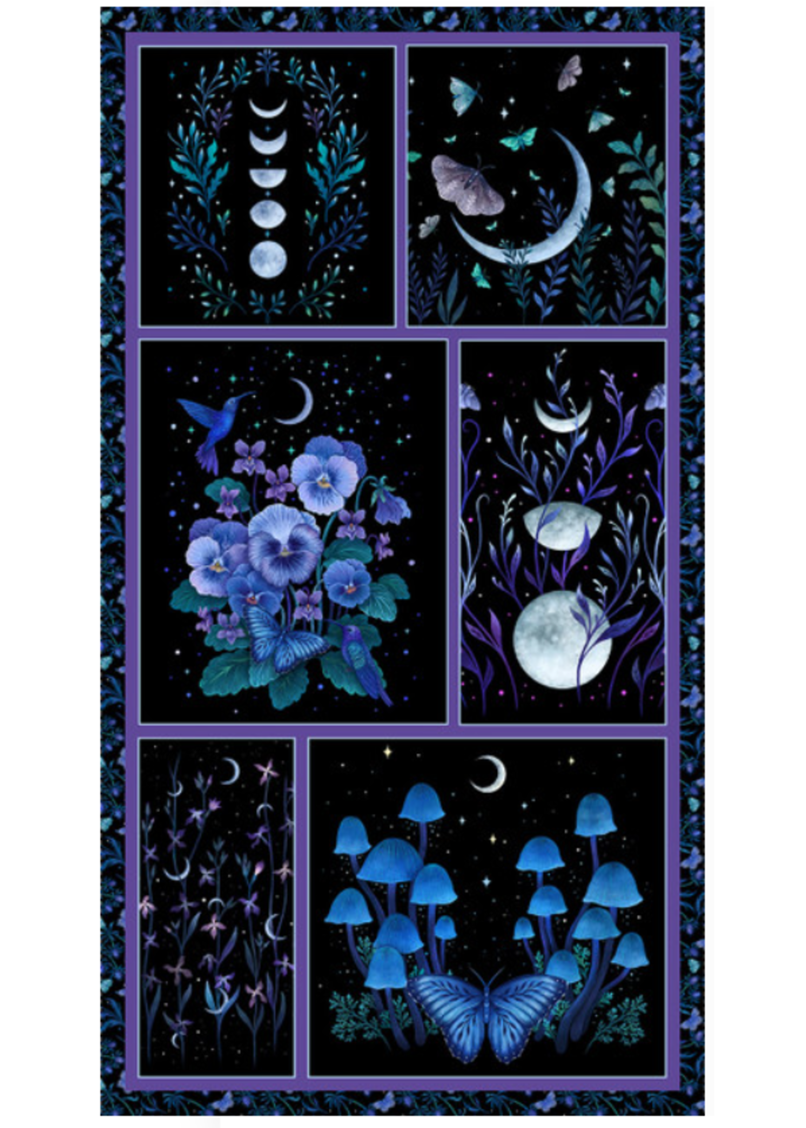 Blank Quilting JARDIN DE LUNA GLOW IN  THE DARK PER PANEL
