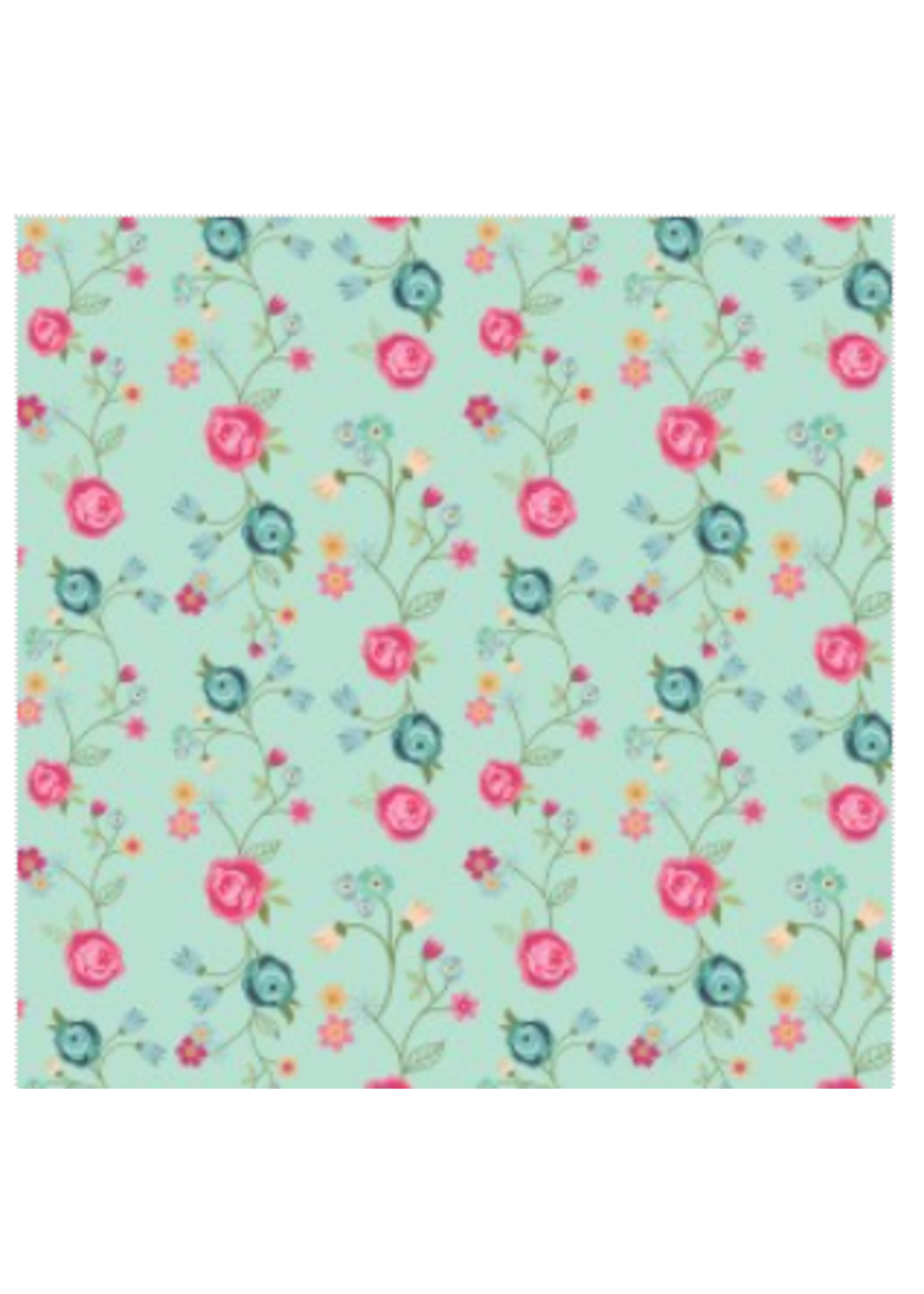 Poppie Cotton CALICO COWGIRLS  FOLRAL AND VINES   PER 1/2 METER