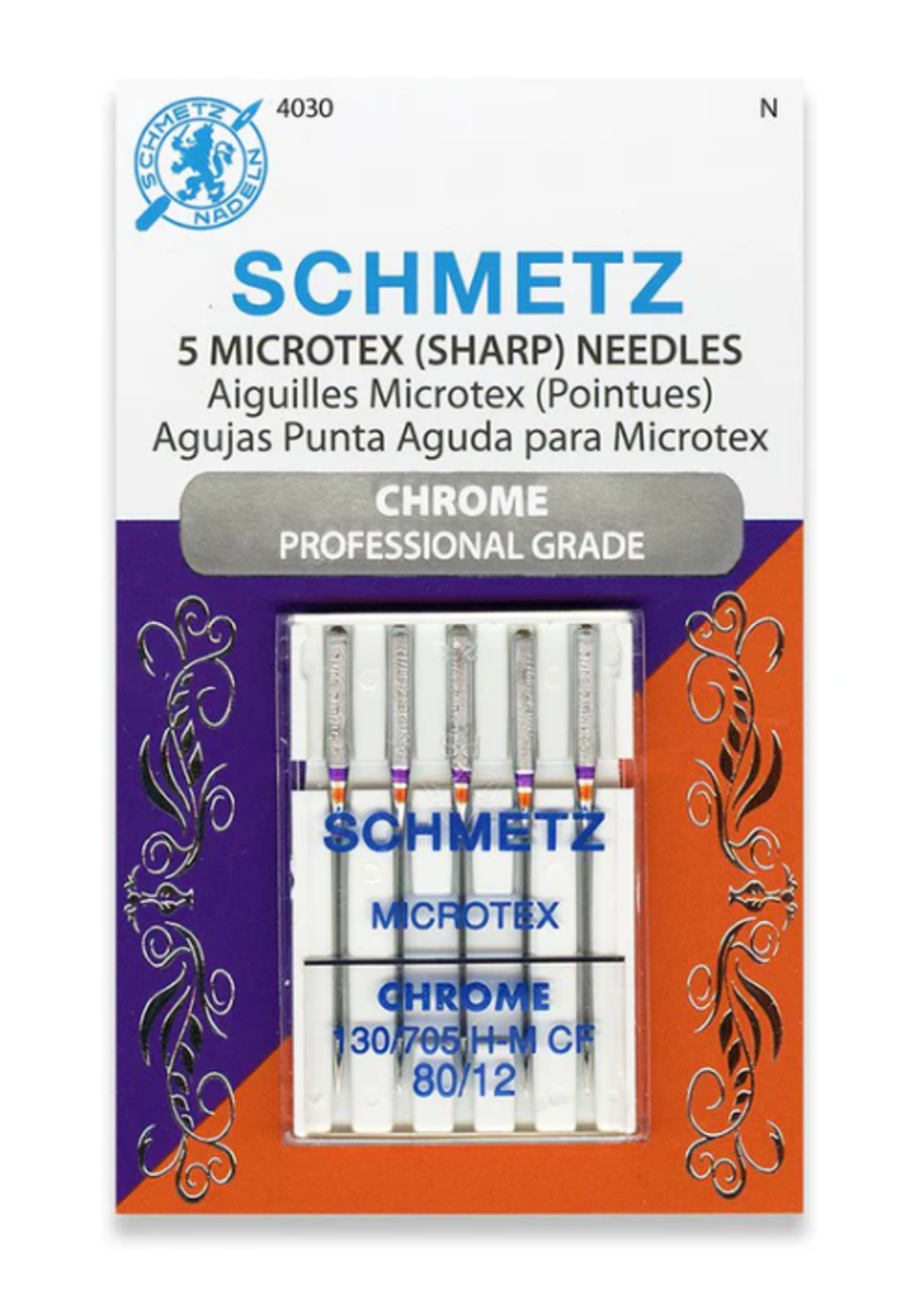 Schmetz Needles Schmetz Needles - Microtex (Sharp) - 80/12 - Chrome - 5 Pack