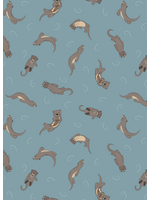 Lewis & Irene Fabrics Small Things Rivers & Creeks Otter
