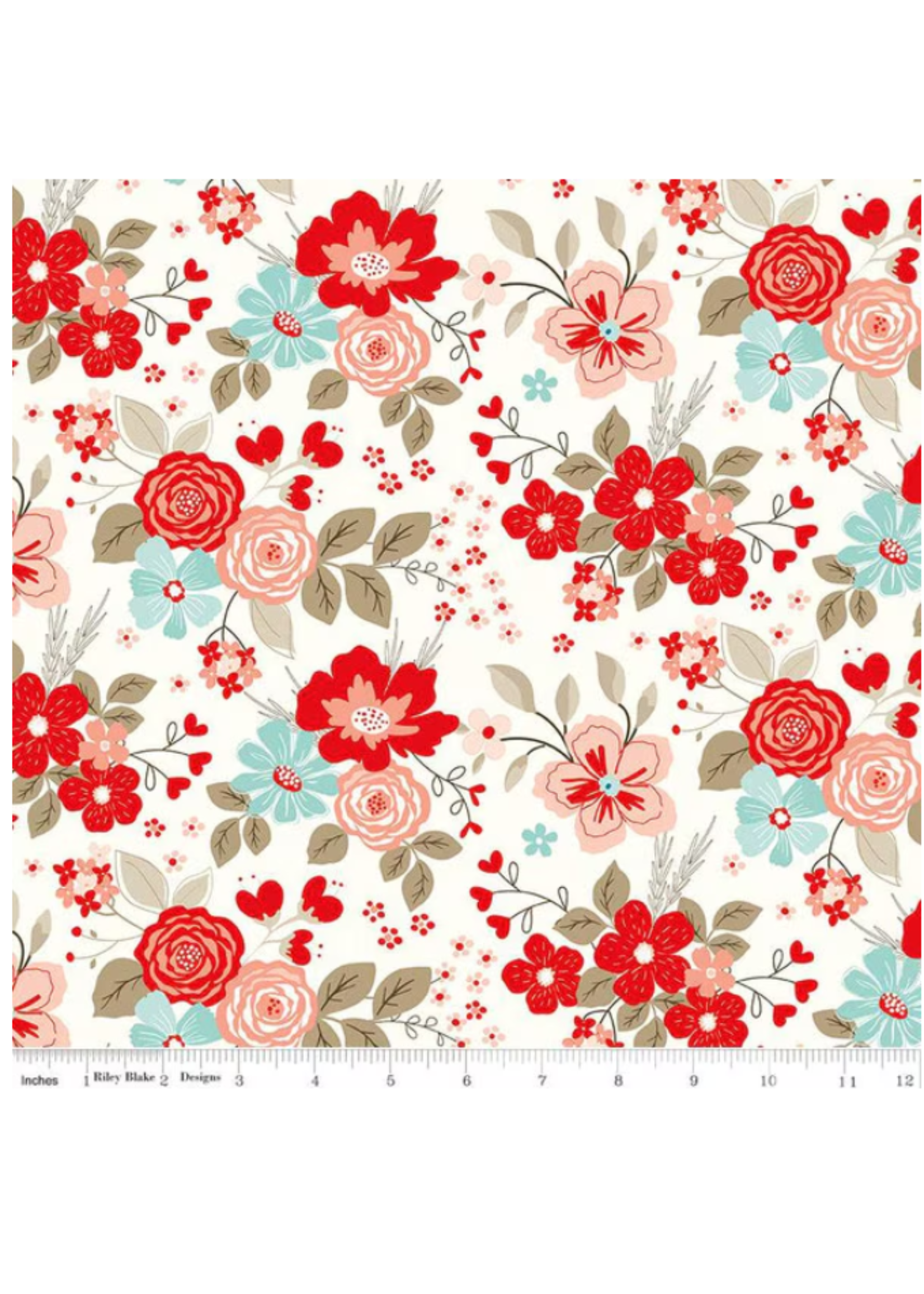 Riley Blake You and Me Main ,Cream  Flowers  PER 1/2 METER