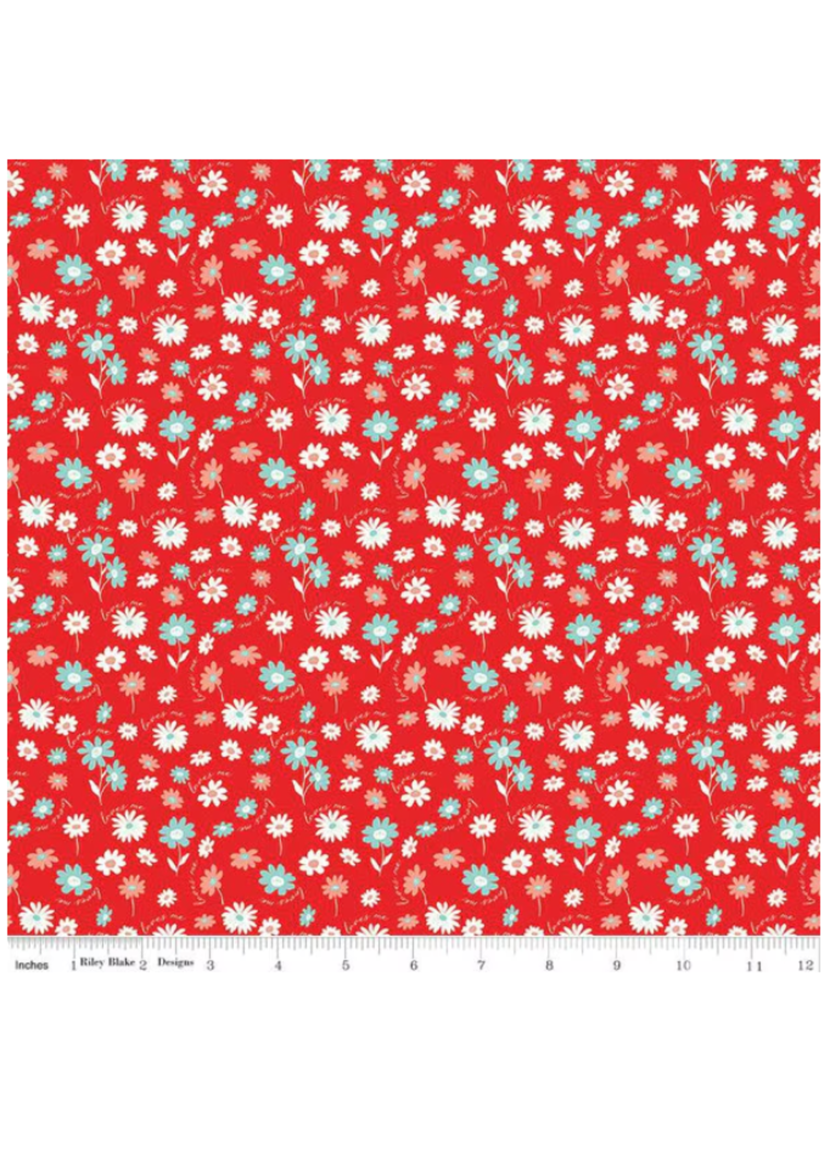 Riley Blake You and Me Main ,Red  Flowers  PER 1/2 METER