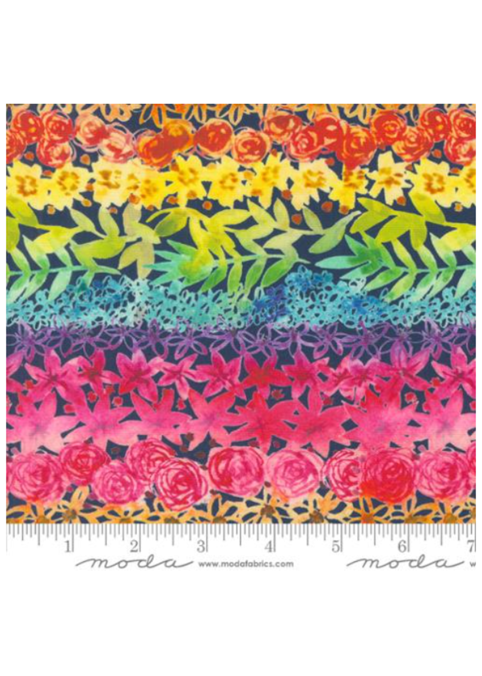 Moda Flower Patches By Amarilys-Midnight Rainbow  per 1/2 meter