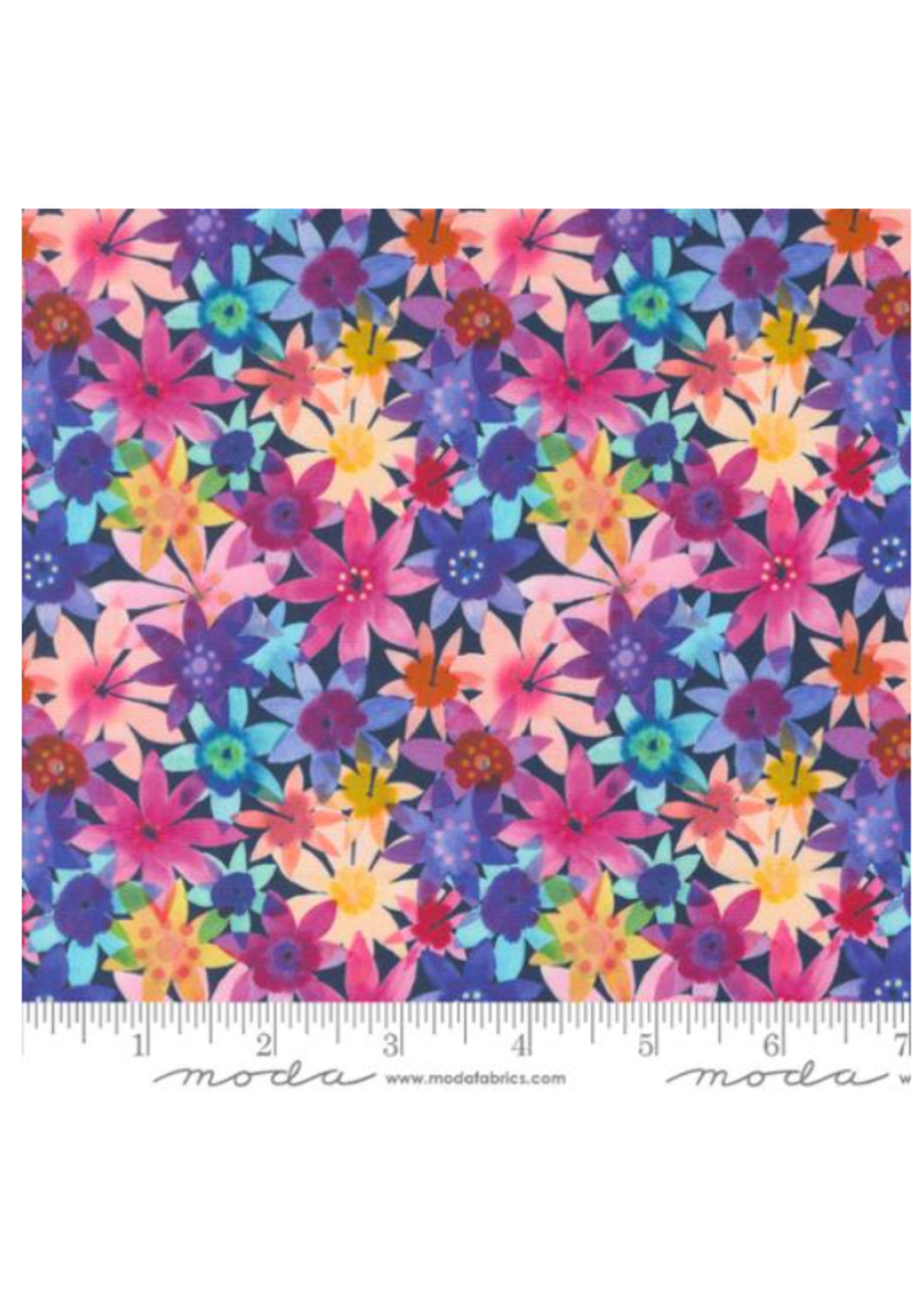 Moda Flower Patches By Amarilys-Midnight  per 1/2 meter