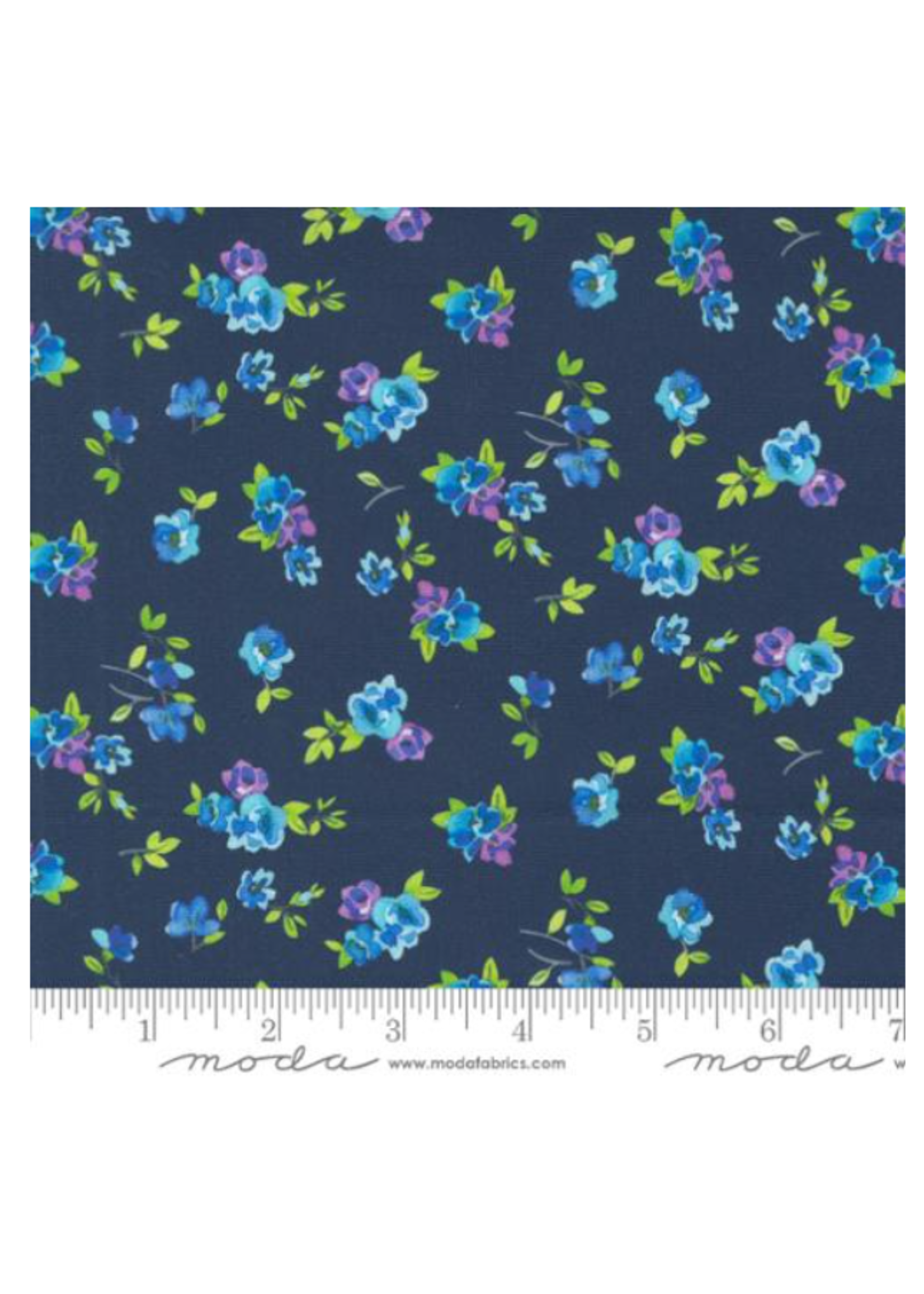 Moda Flower Patches By Amarilys-Midnight  per 1/2 meter