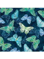 Benartex Butterfly Calypso  Navy  by Kanvas Studio per 1/2 meter