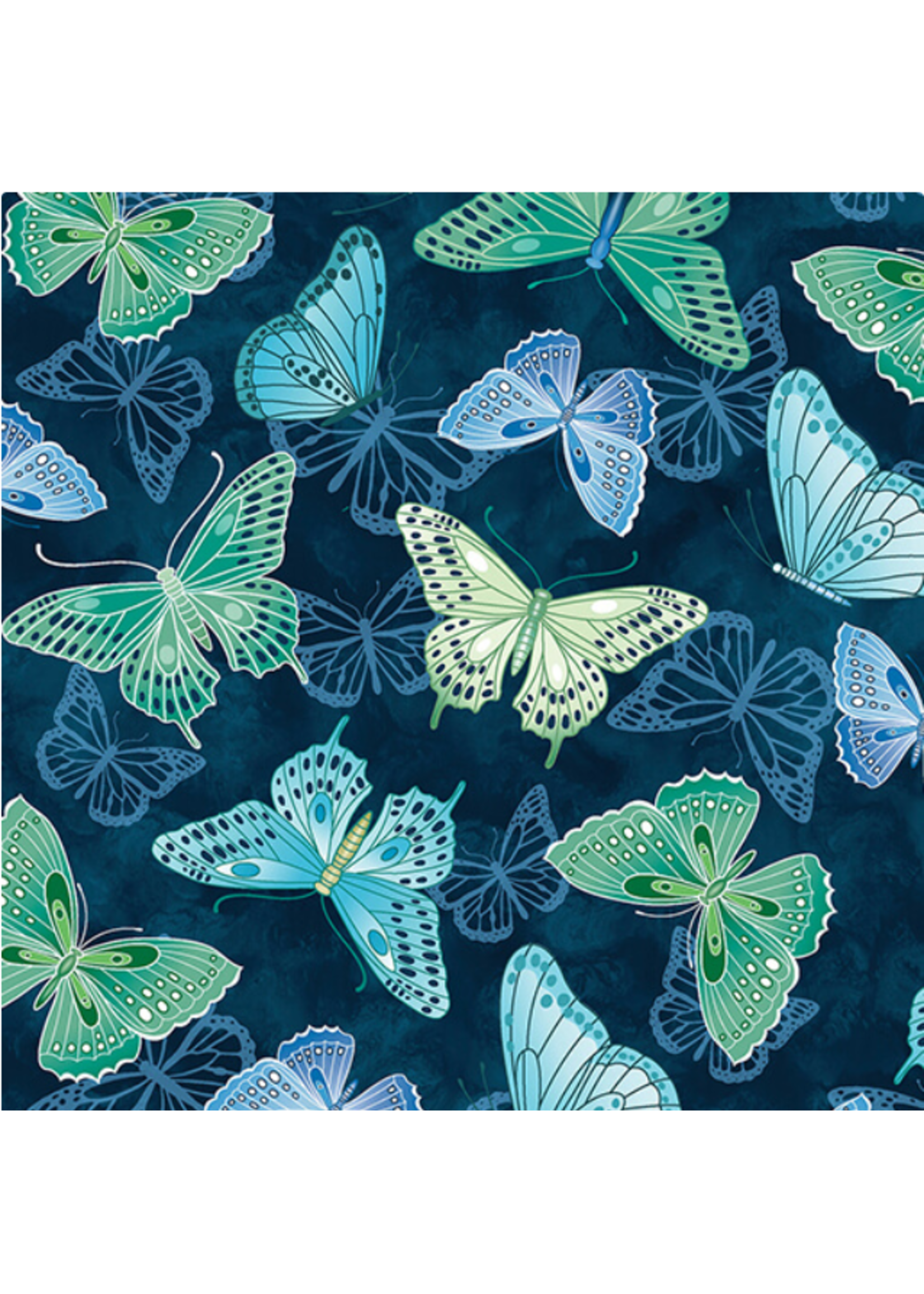 Benartex Butterfly Calypso  Navy  by Kanvas Studio per 1/2 meter