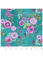 Northcott Nightshade Multi Teal   per 1/2 meter