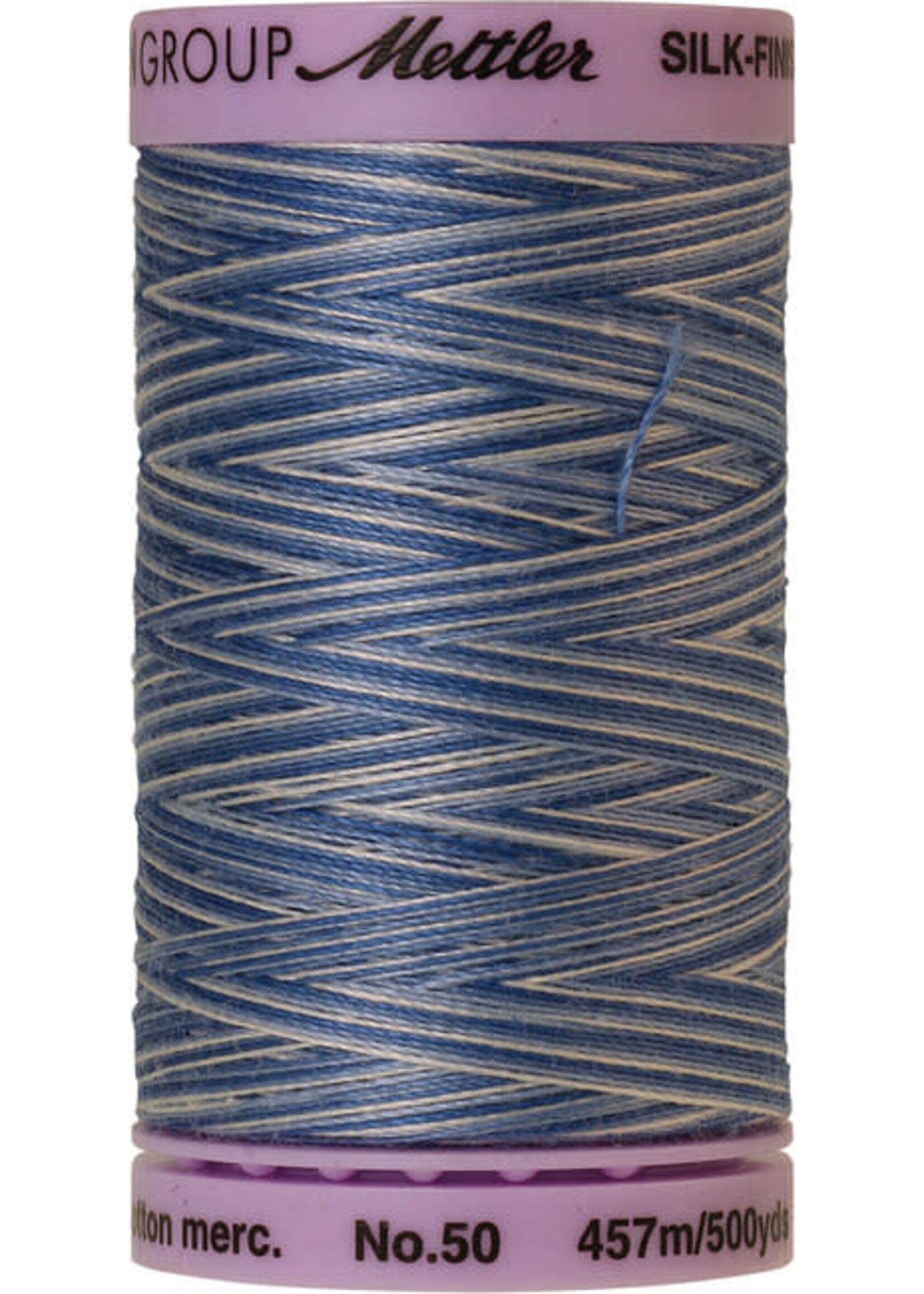 Mettler Threads Mettler – Cotton Thread – Silk Finish – 50wt - 457m/500yds - Clear Sky #9811 - Variegated