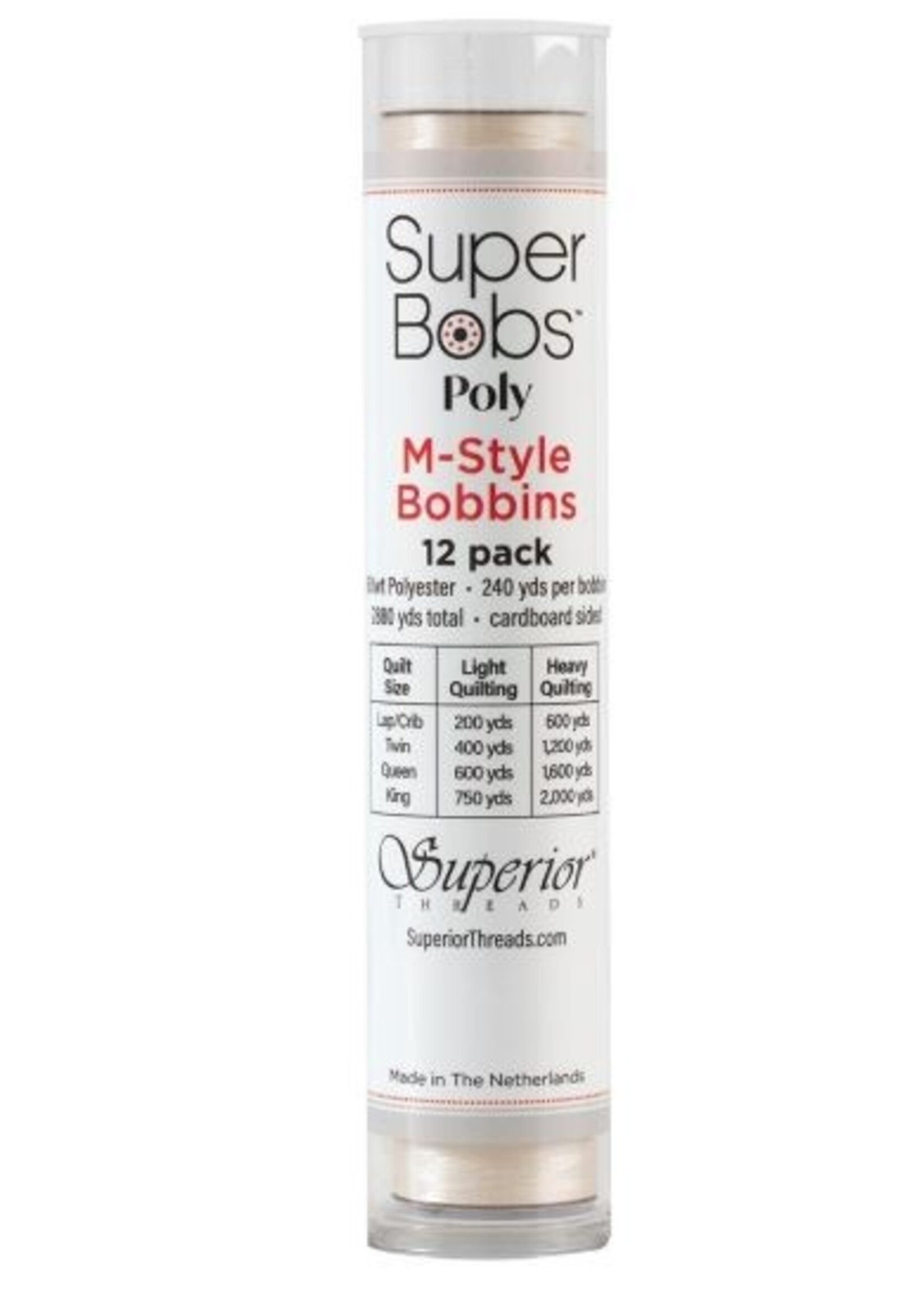 Handi Quilter Canada Super Bobs M Style Bobbins, 60WT Polyester - 655 Off White