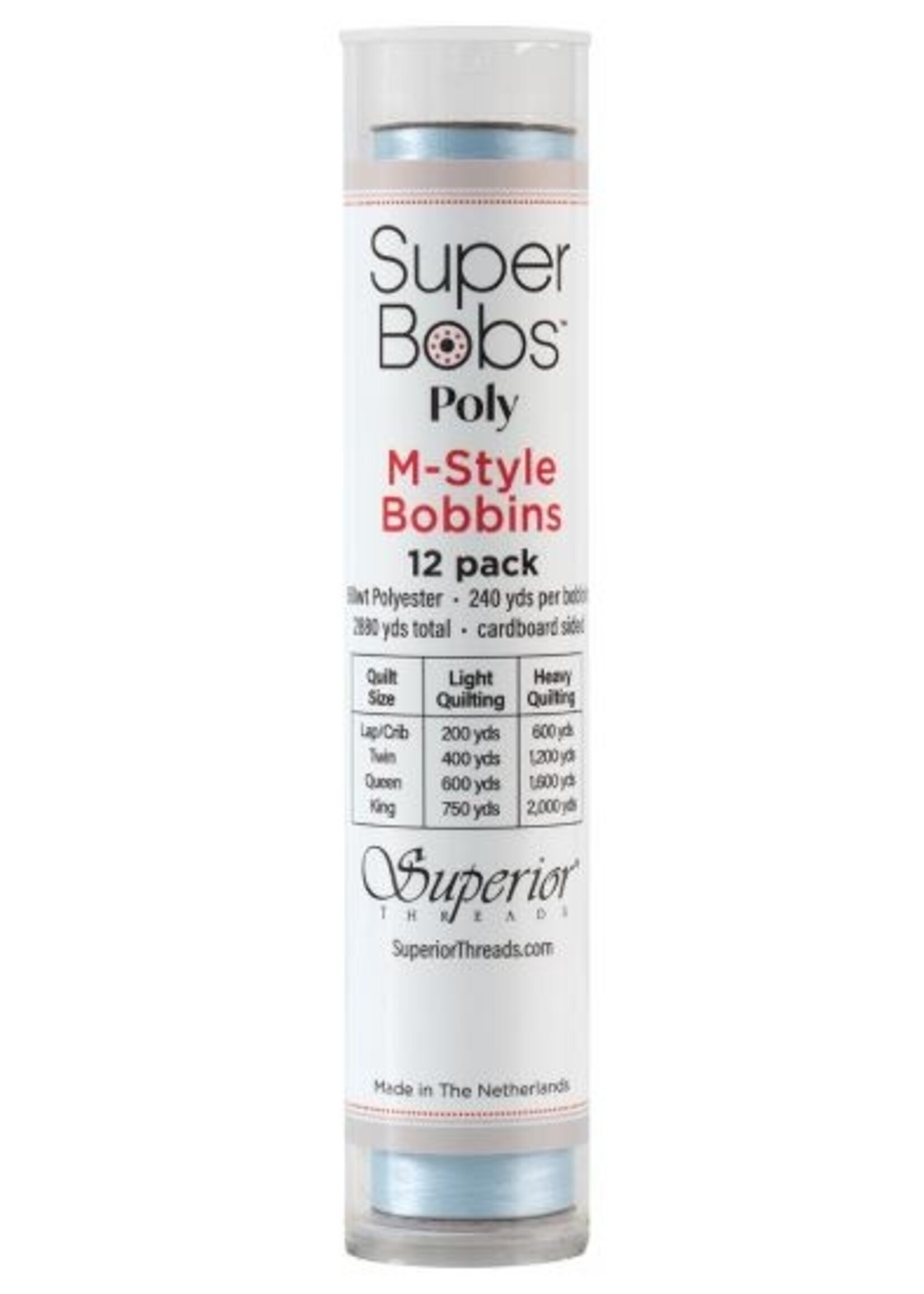 Handi Quilter Canada Super Bobs M Style Bobbins, 60WT Polyester - Baby Blue 634