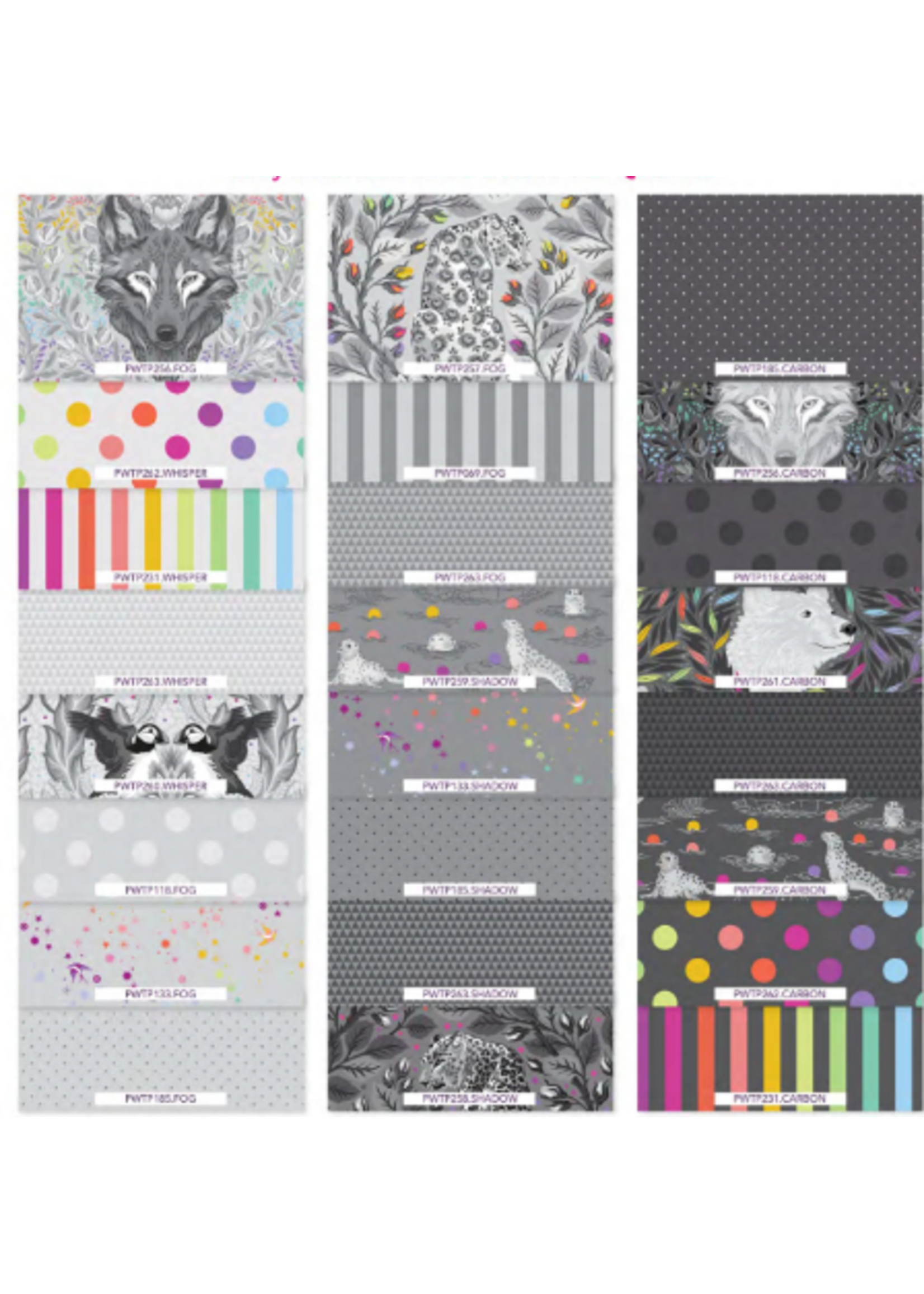 Tula Pink Tula Pink - Grey Works - 20x18in/50.8x45.72cm Squares - Fat Quarter Pack - 24 pcs