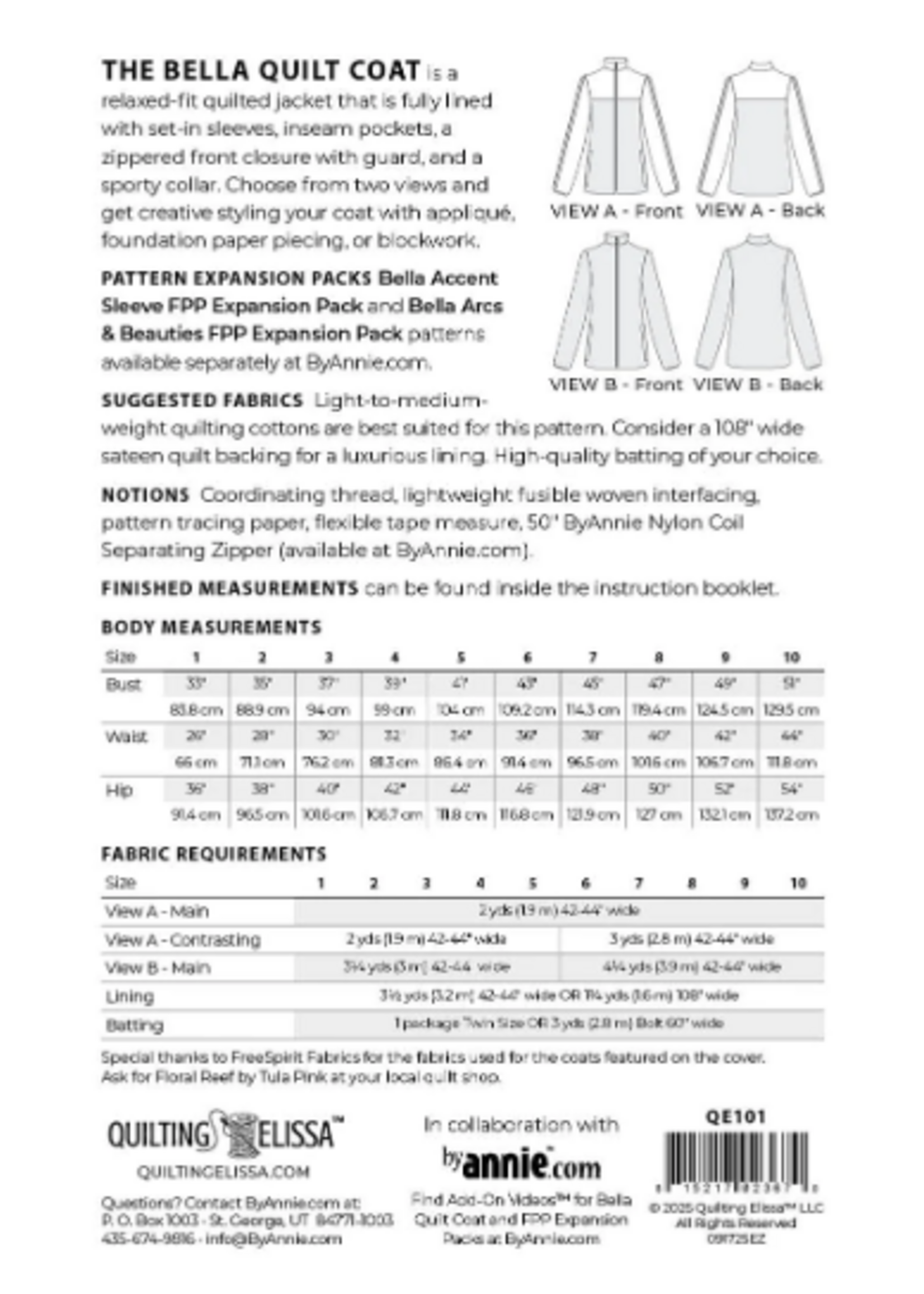 Bella Coat Pattern by Quilting Elissa
