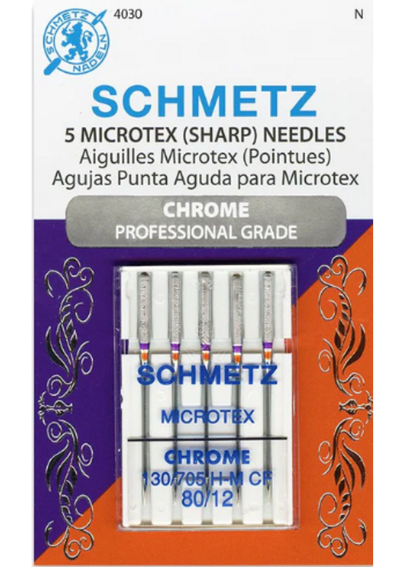 Schmetz Needles Schmetz Needles - Microtex - Chrome - 80/12 - 5 Pack