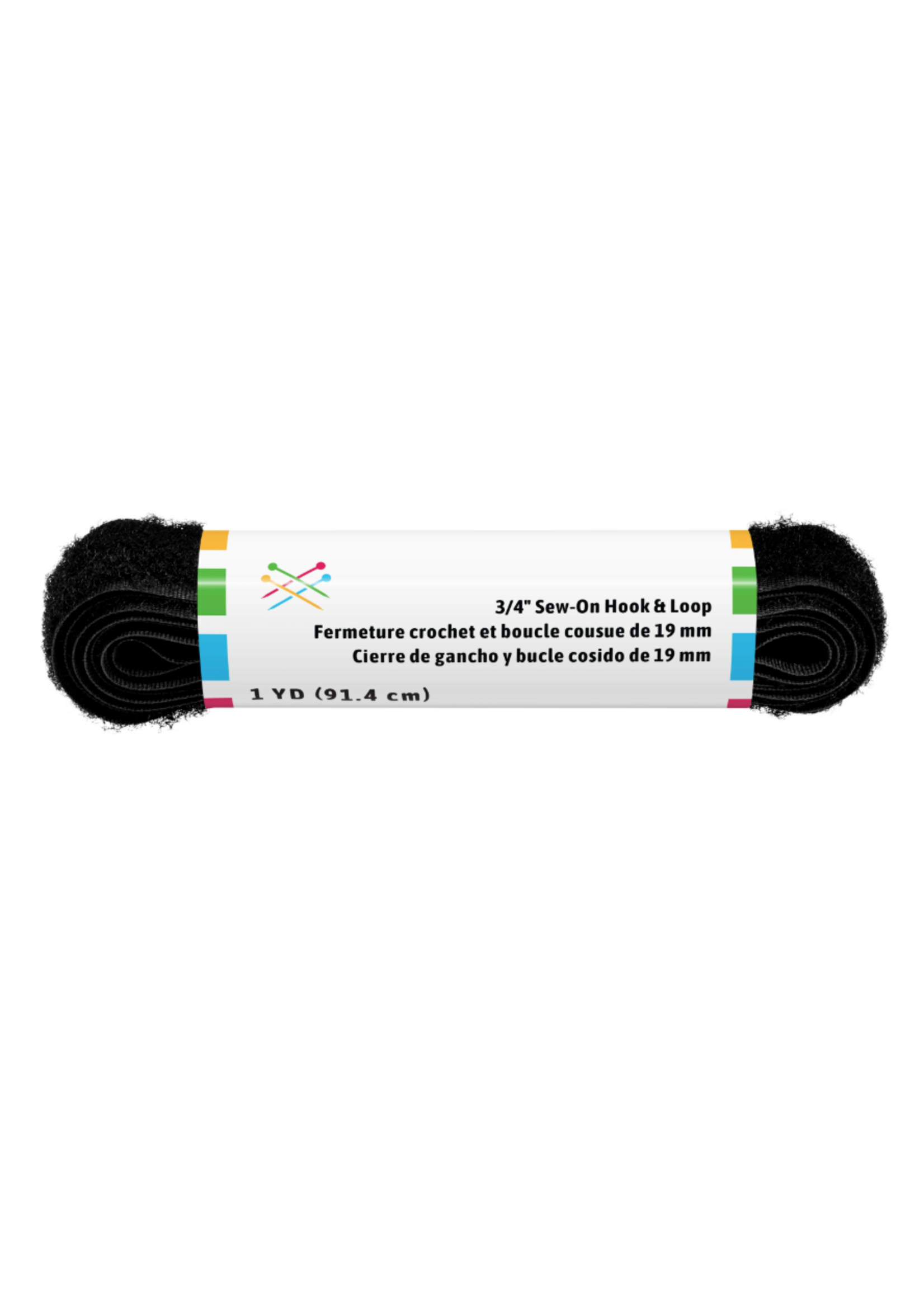 3/4" Sew-On Hook & Loop, Black 36"