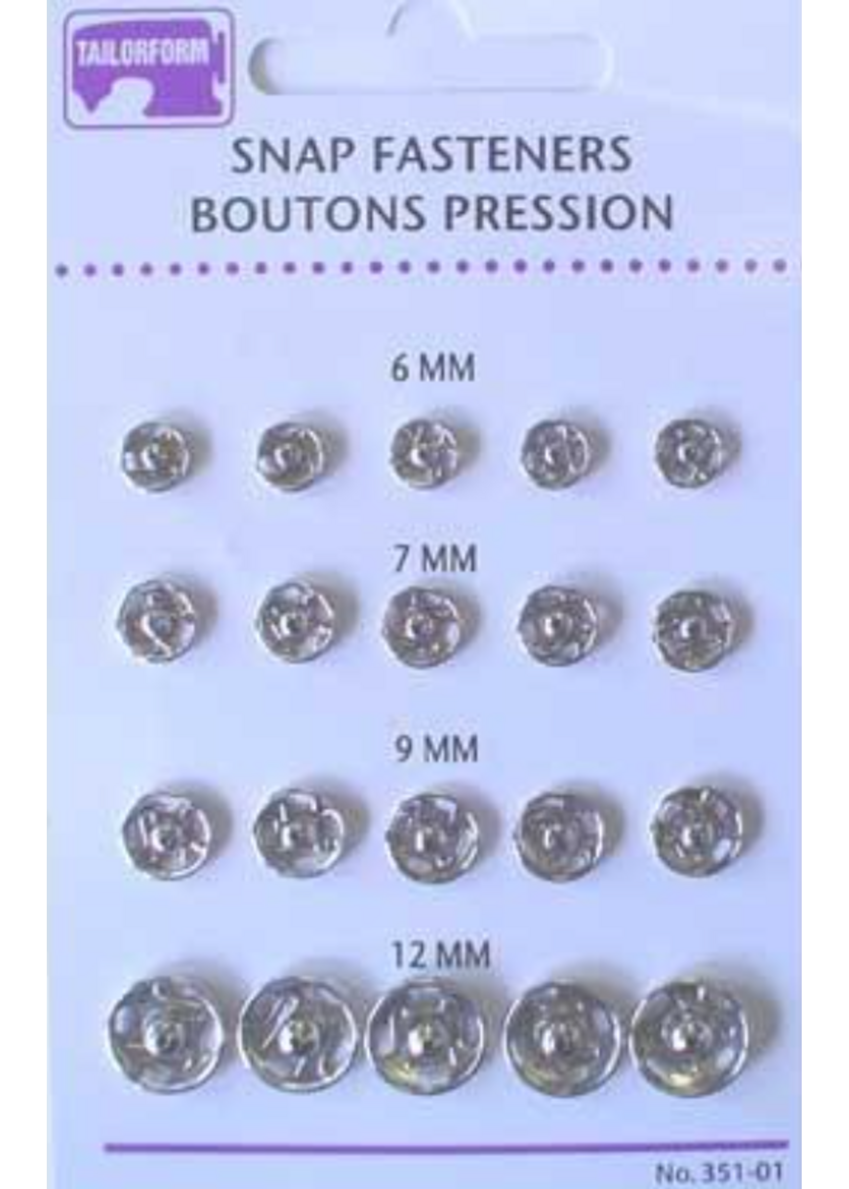 Sew on snap fasteners assorted sizes