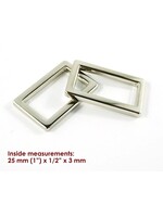 Emmaline Bags Emmaline Bags – Flat Rectangle Rings - 1in/25mm - Nickel - 4 pack