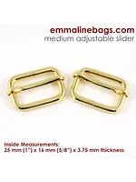 Emmaline Bags Emmaline Bags Adjustable Sliders 2 Pack  1" (25mm) Gold