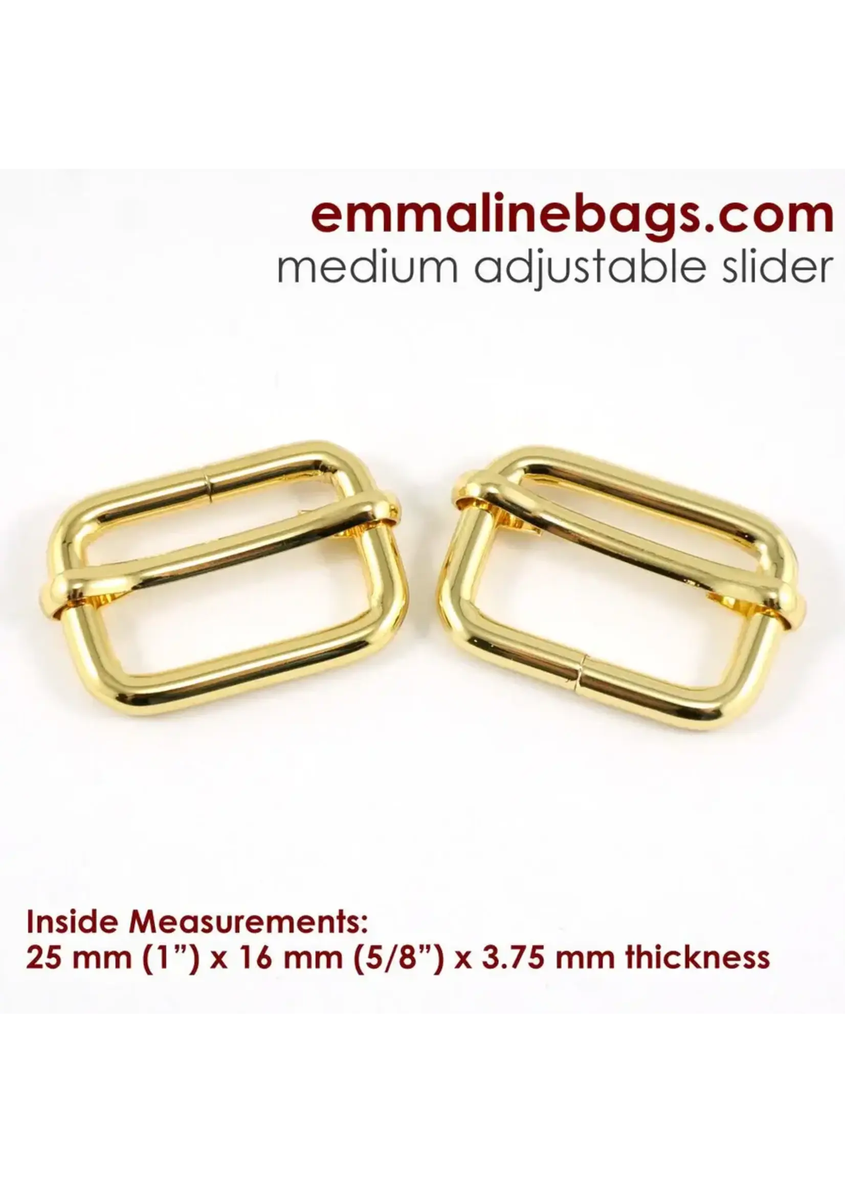 Emmaline Bags Emmaline Bags Adjustable Sliders 2 Pack  1" (25mm) Gold