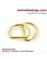 Emmaline Bags Emmaline Bags D-Rings 4 Pack 1" (25mm)   Gold