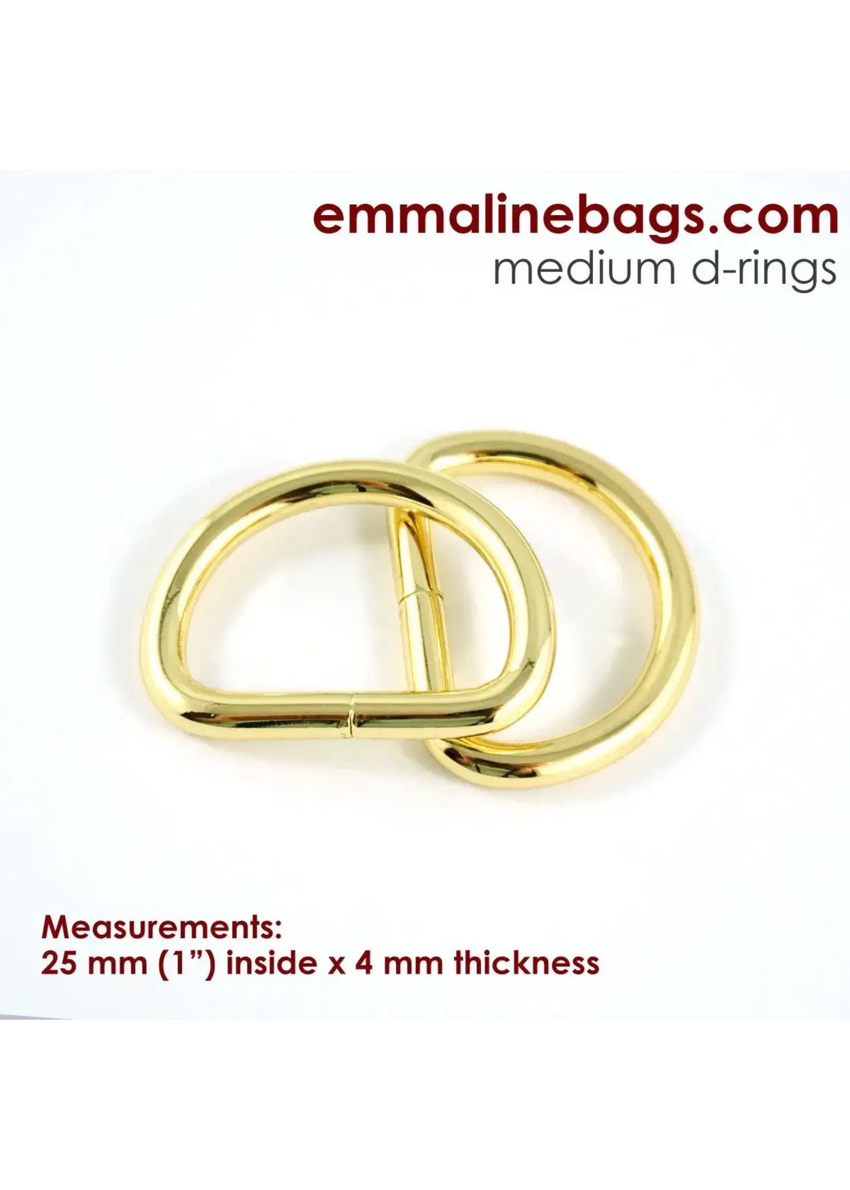 Emmaline Bags Emmaline Bags D-Rings 4 Pack 1" (25mm)   Gold