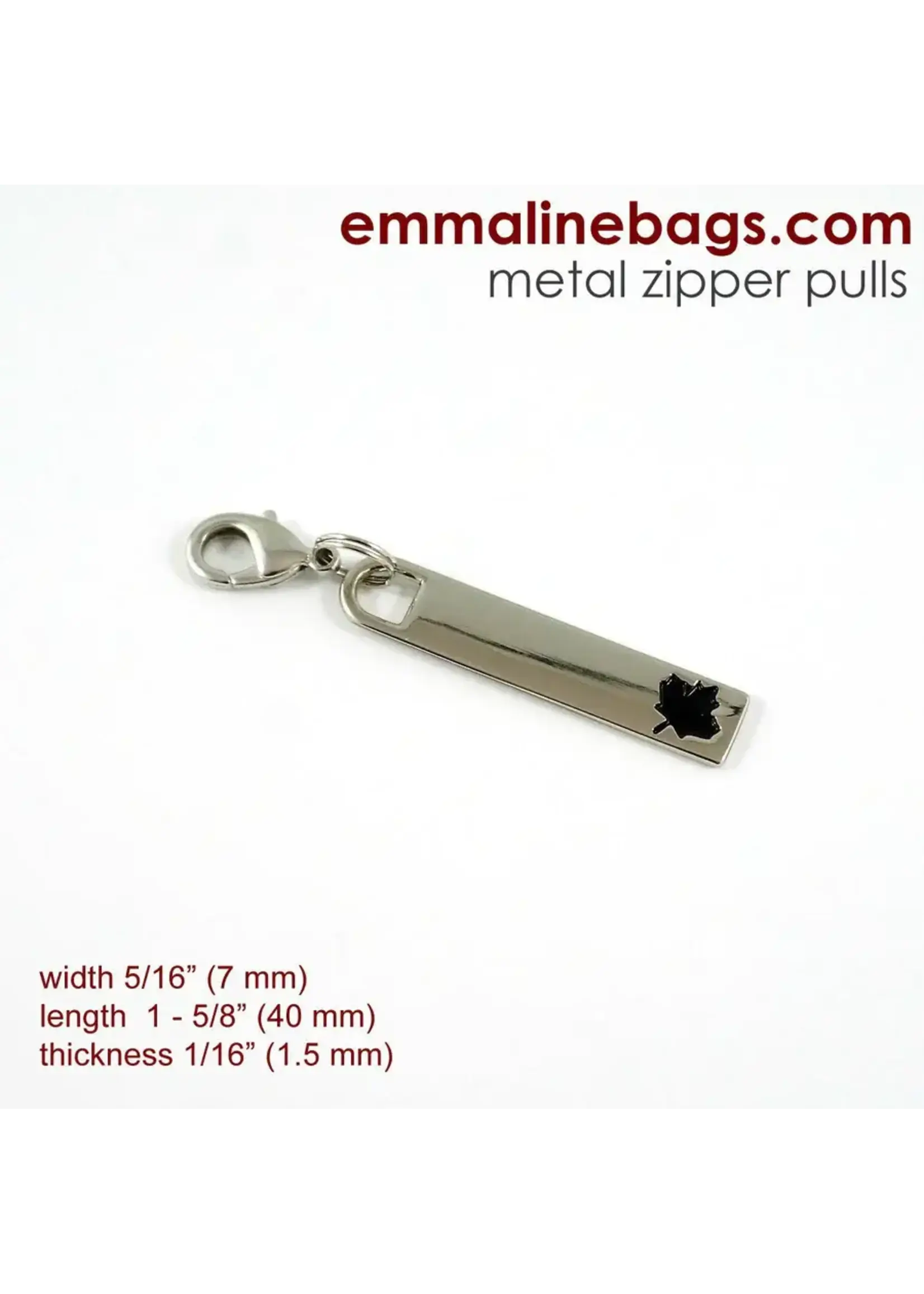 Emmaline Bags Emmaline Bags - Zipper Pull - Rectangle Drop - Maple Leaf - Nickel - 1 pack