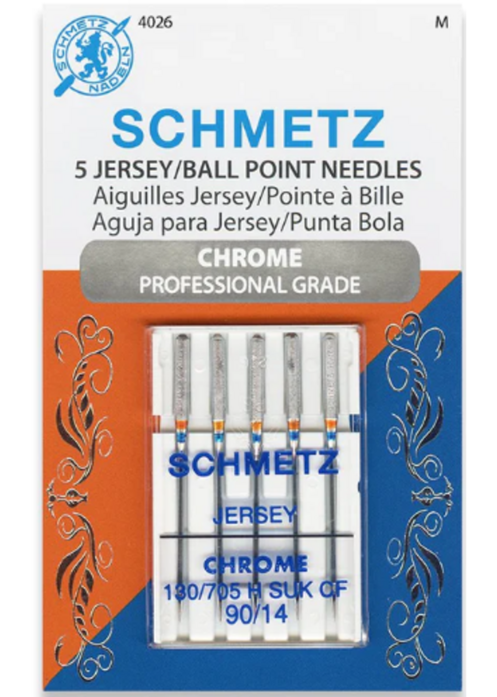 Schmetz Needles Schmetz Needles - Jersey/Ball Point - 90/14 - Chrome - 5 Pack
