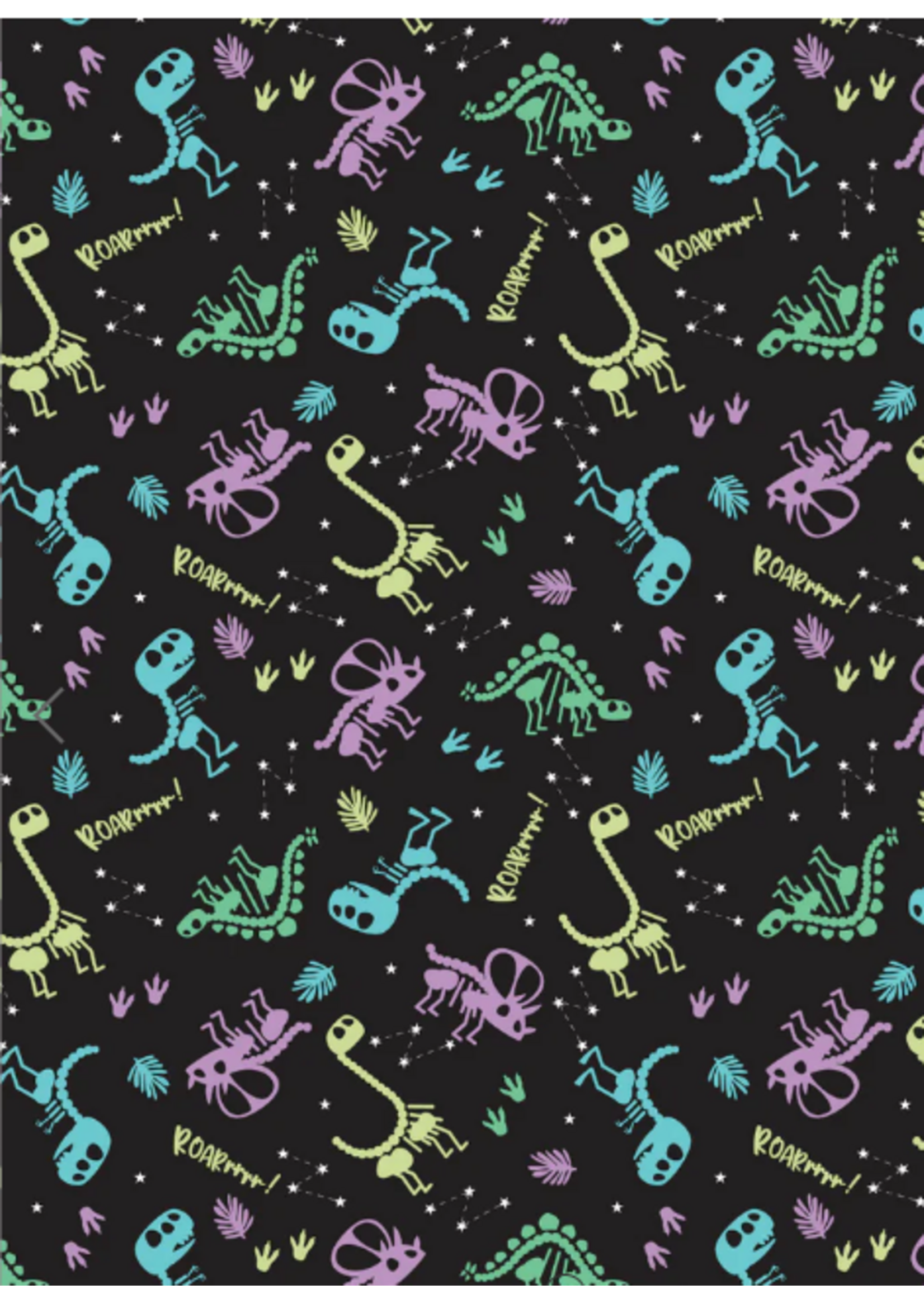 Camelot Fabrics Dino Glow Collection  Black ( Dino Dream Glow)