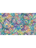 Timeless Treasures Wild Beauty  Peacock Feathers and Flowers  1 unit = 10 cm = 4 inches