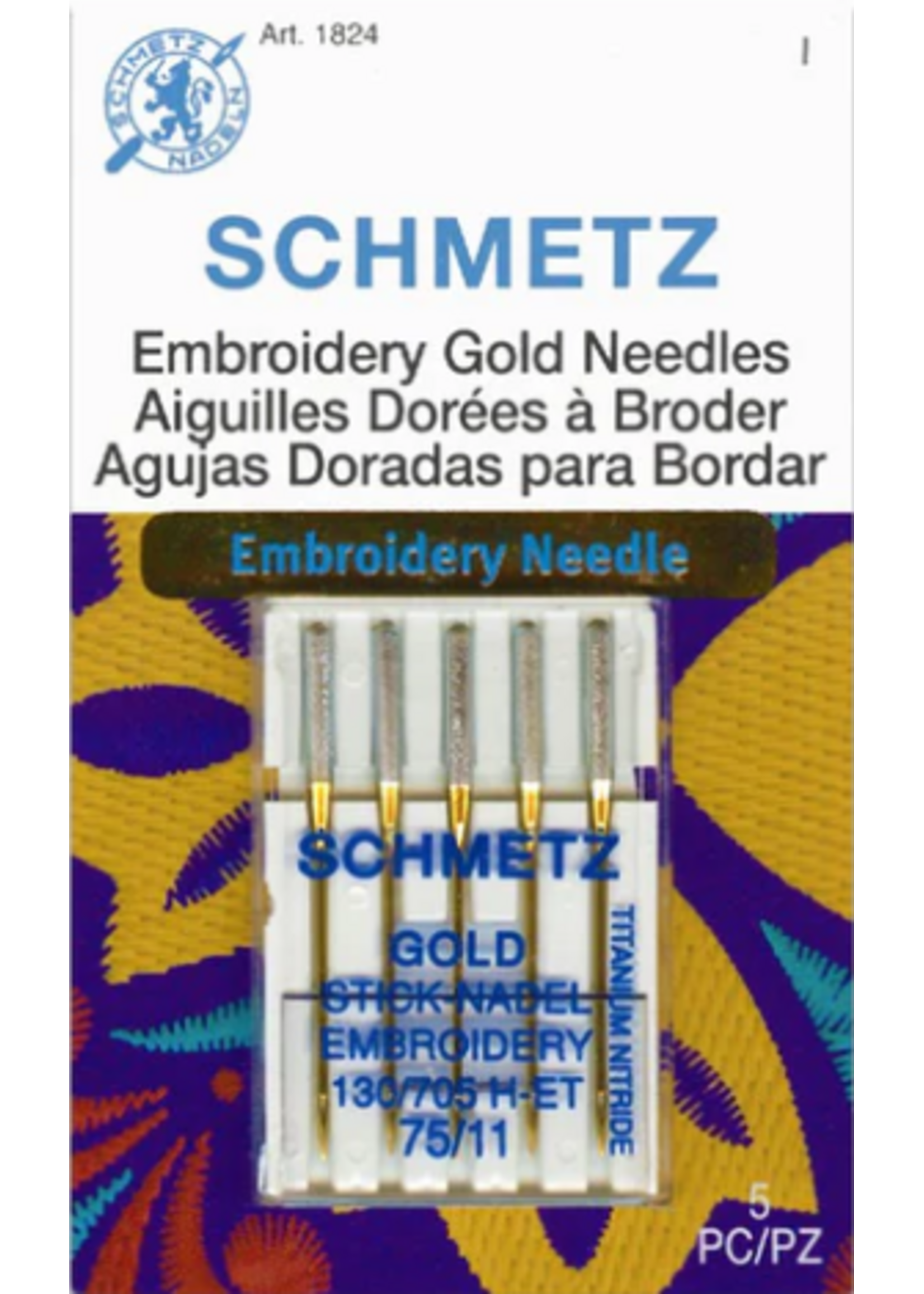 Schmetz Needles Schmetz Needles - Embroidery - 75/11 - Gold Titanium - 5 Pack
