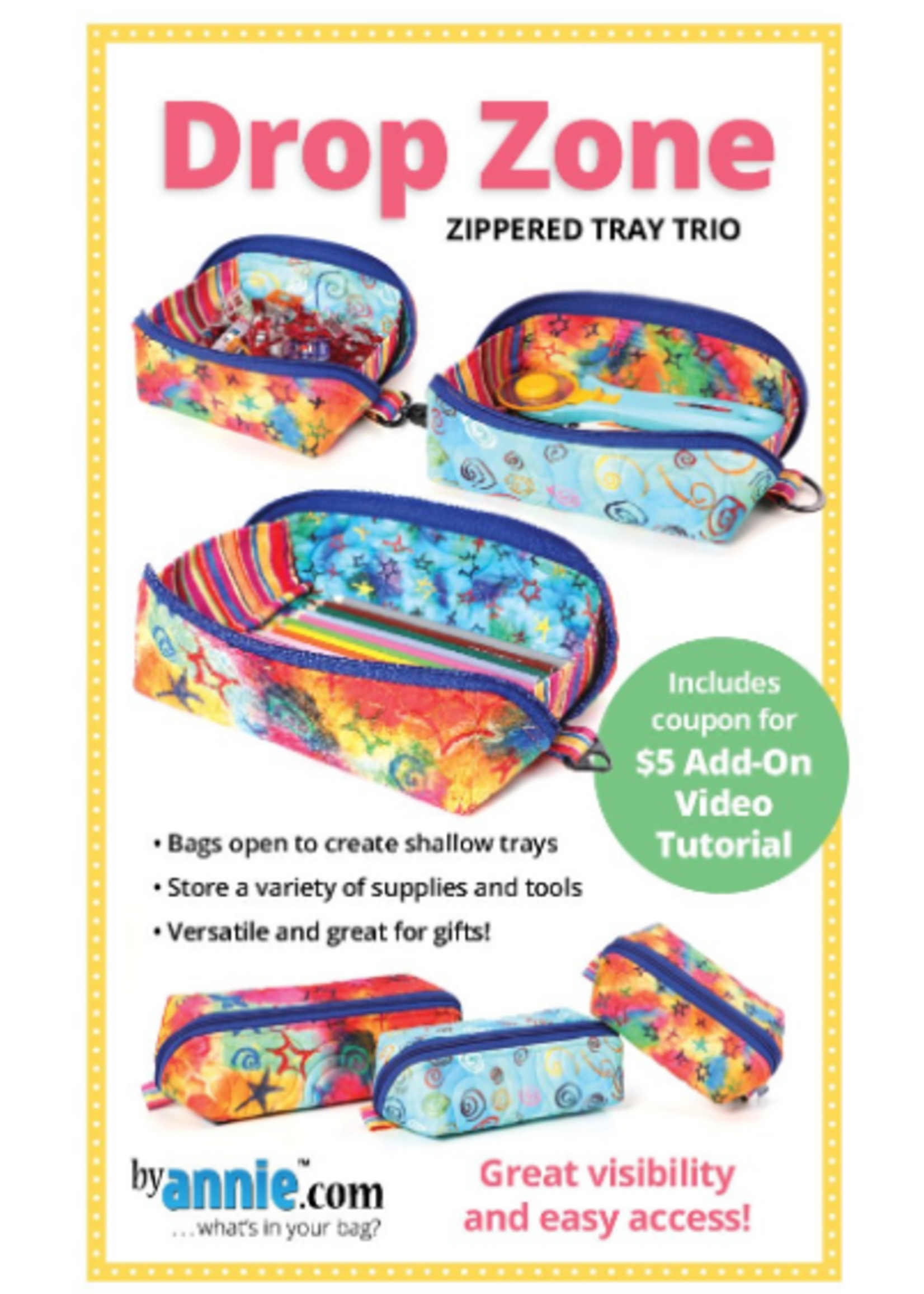 By Annie byAnnie - Drop Zone Pattern - Zippered Tray Trio