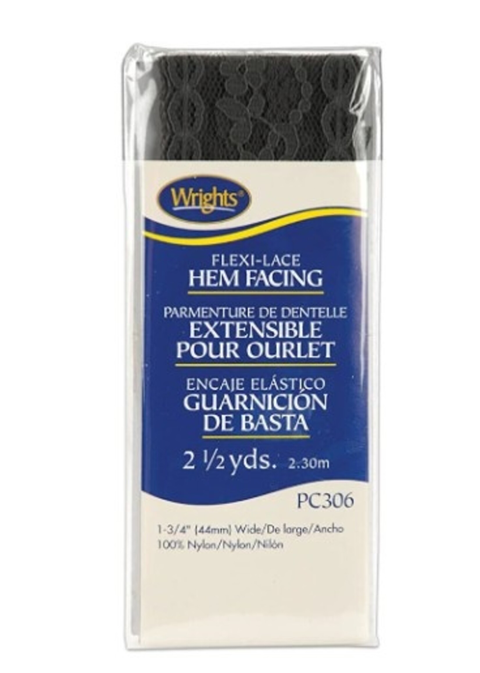 Wright Co Hem Facing Flexi-Lace - 1.75in - Black