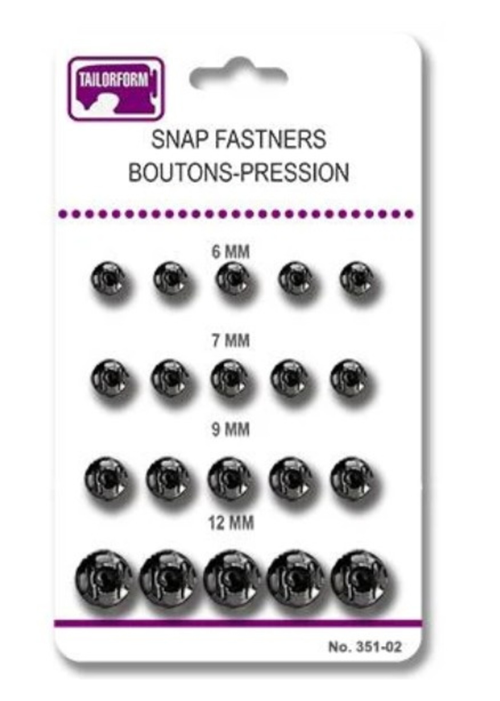 Tailor Form Sew on snap fasteners assorted sizes
