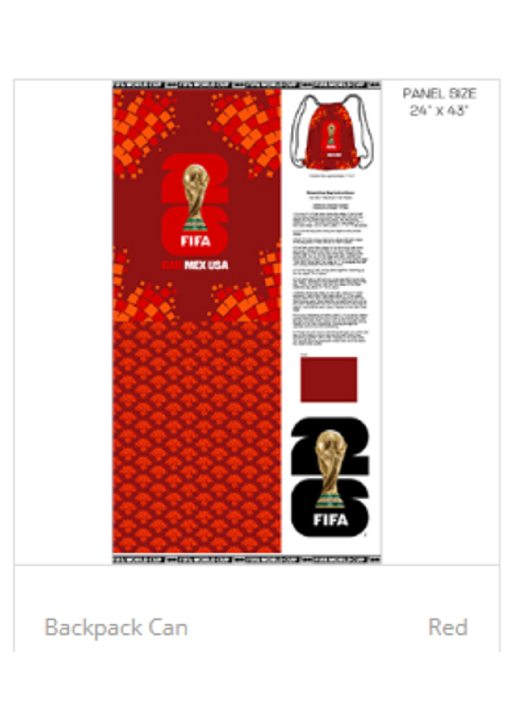 Northcott Fifa World Cup  Drawstring backpack