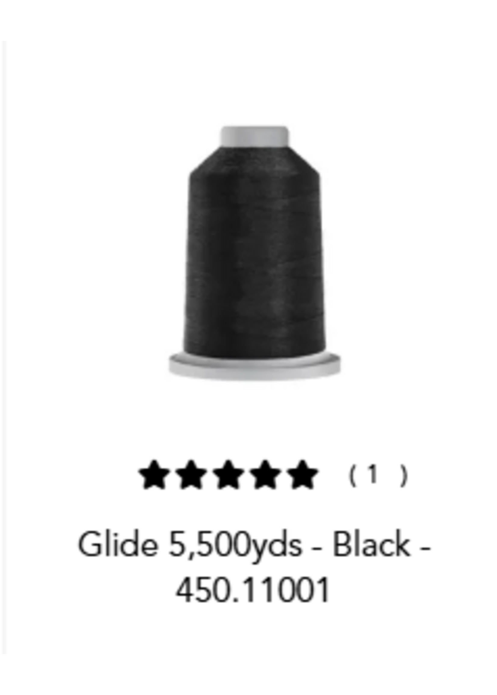 Glide Glide 40wt Polyester Thread 5,500 yd King Spool Black # 450-11001