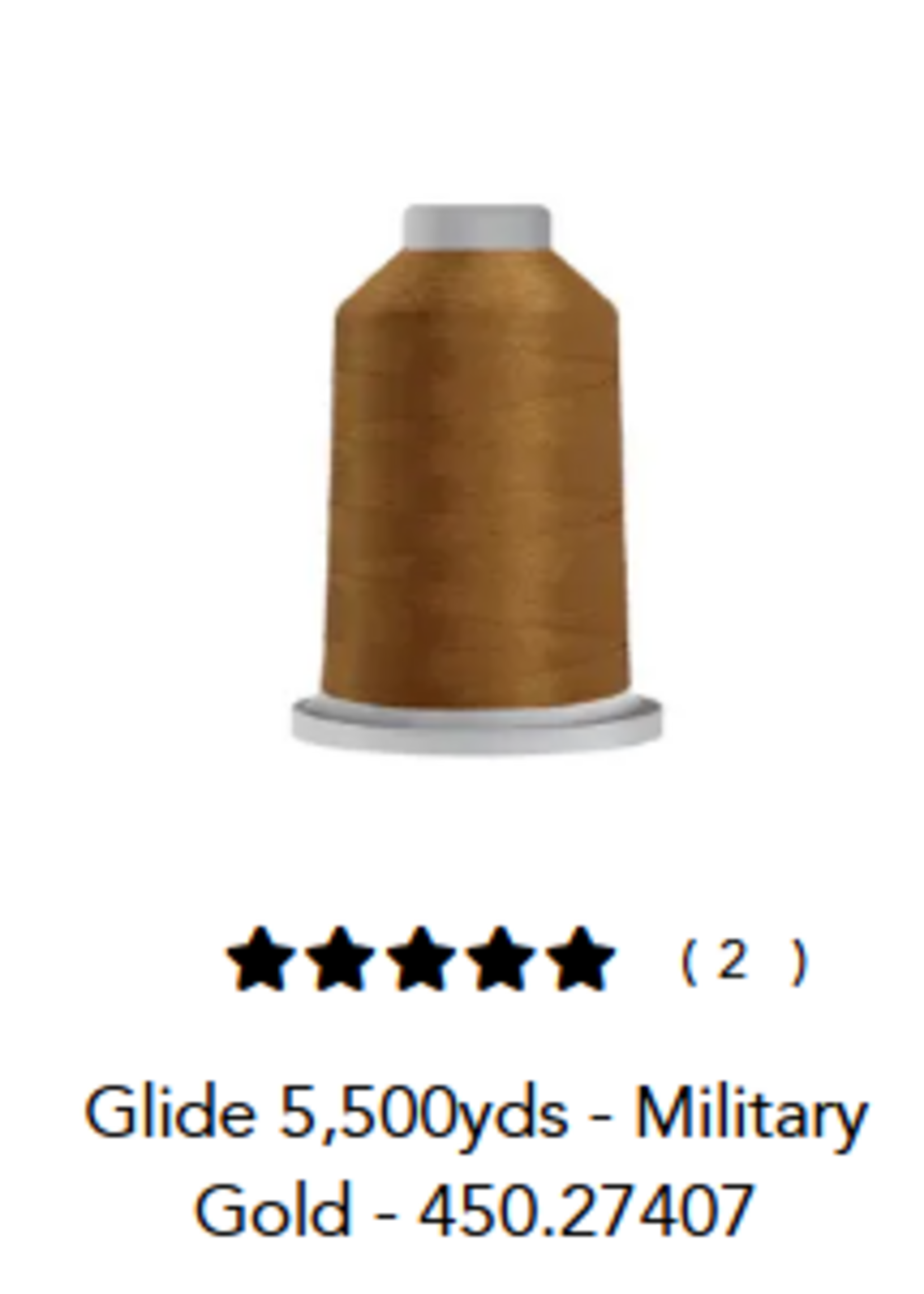 Glide Glide 40wt Polyester Thread 5,500 yd King Spool Military Gold # 450-27407