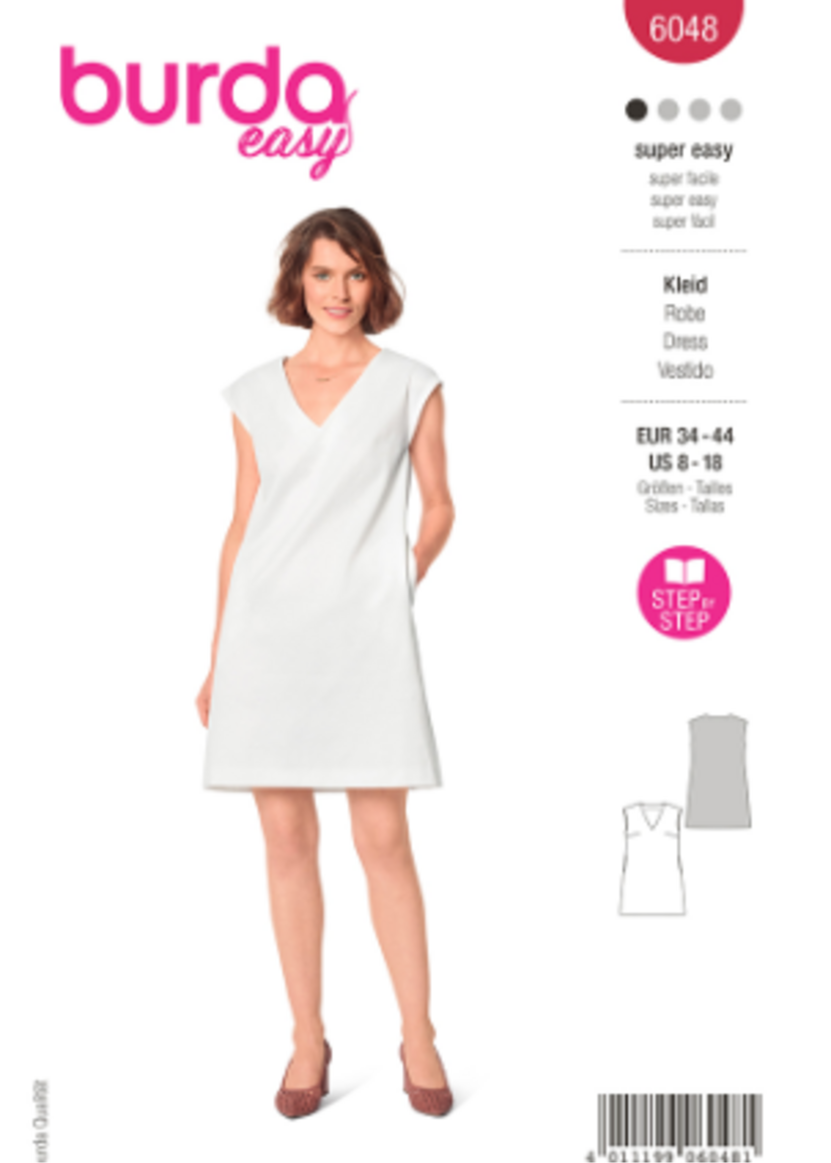 Burda BURDA - 6048 Shift Dress with V-Neck